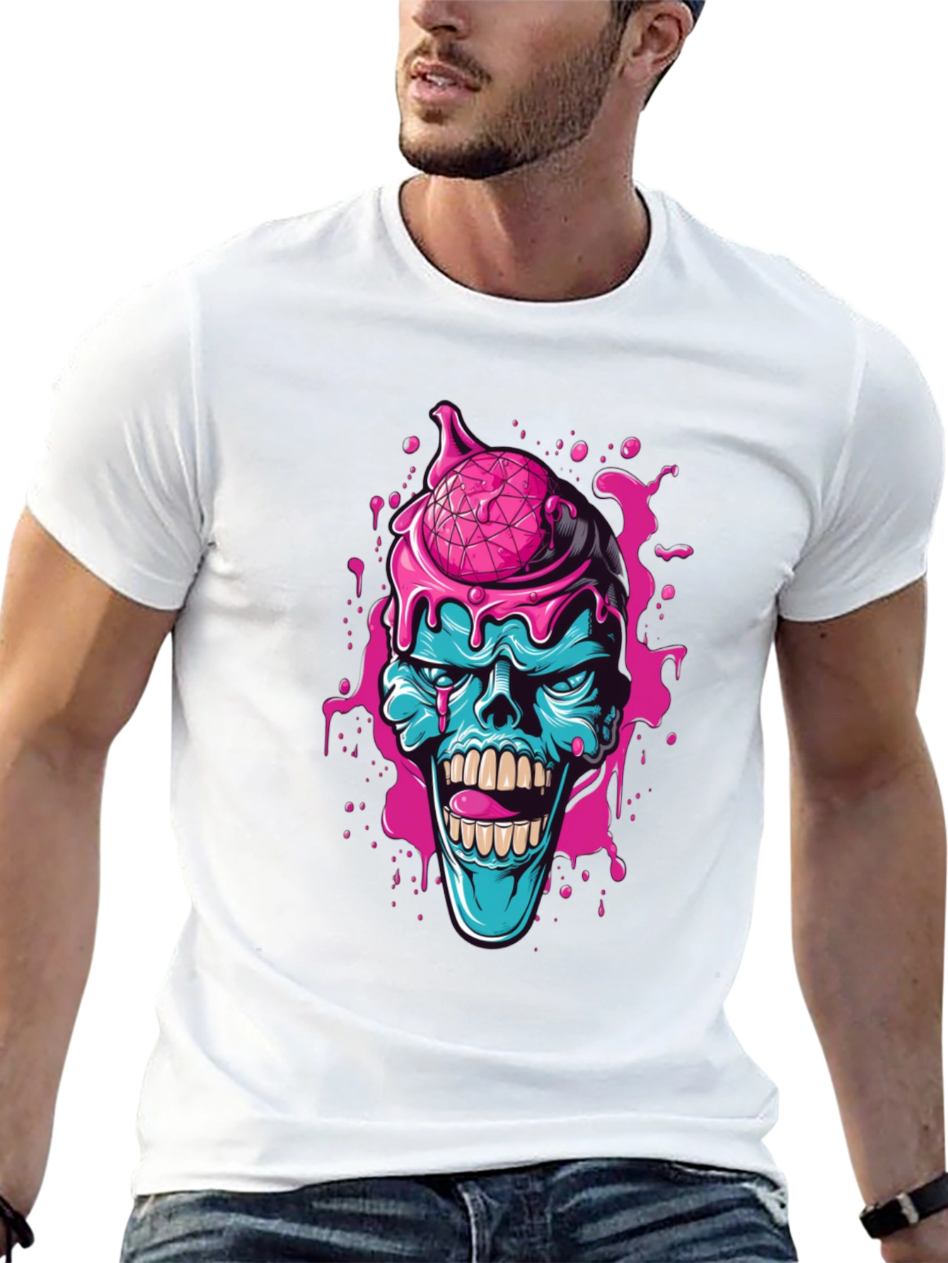 Zombie Ice Cream Skull Graphic Tee