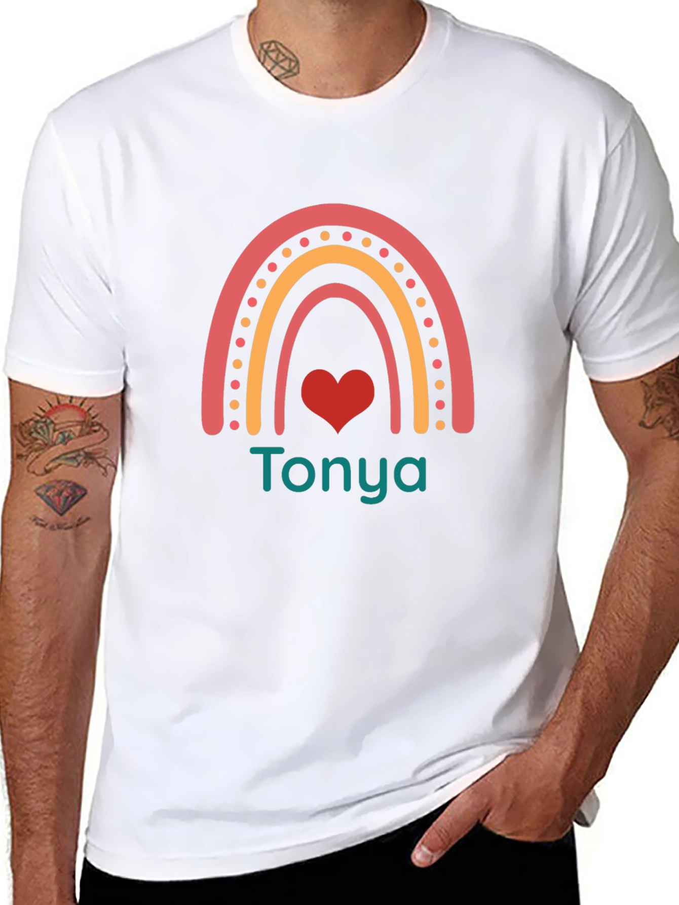 Personalized Rainbow Heart T-Shirt - Tonya