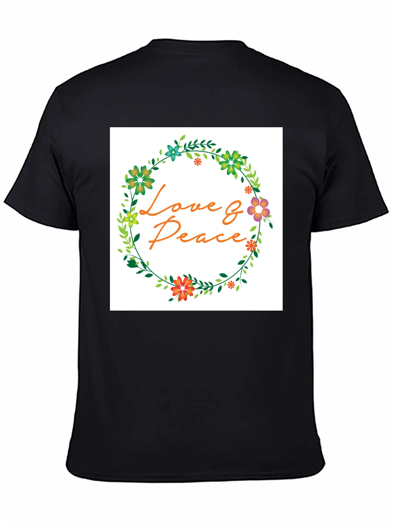 Love & Peace Floral Wreath Graphic T-Shirt