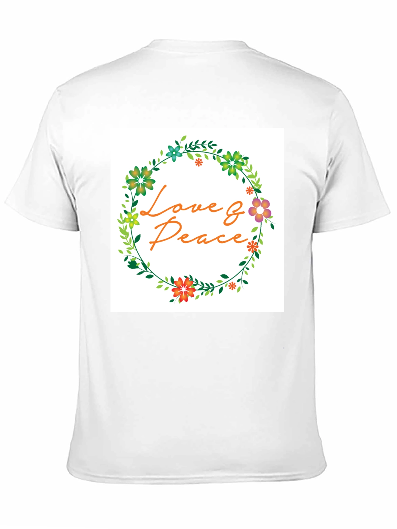 Love & Peace Floral Wreath Graphic T-Shirt