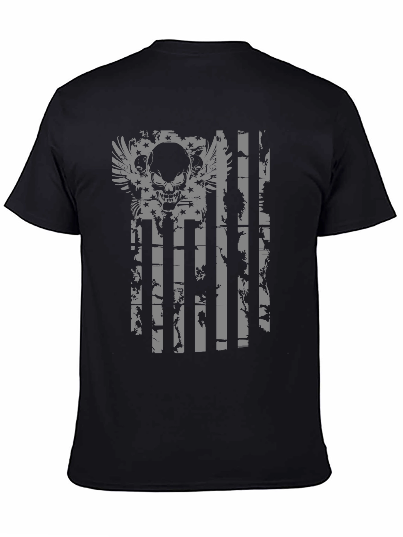 Skull American Flag Graphic Tee - Black