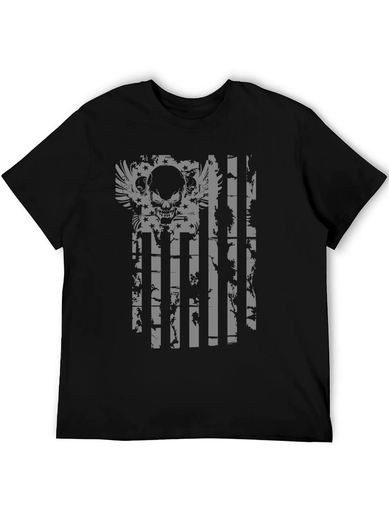 Skull American Flag Graphic Tee - Black