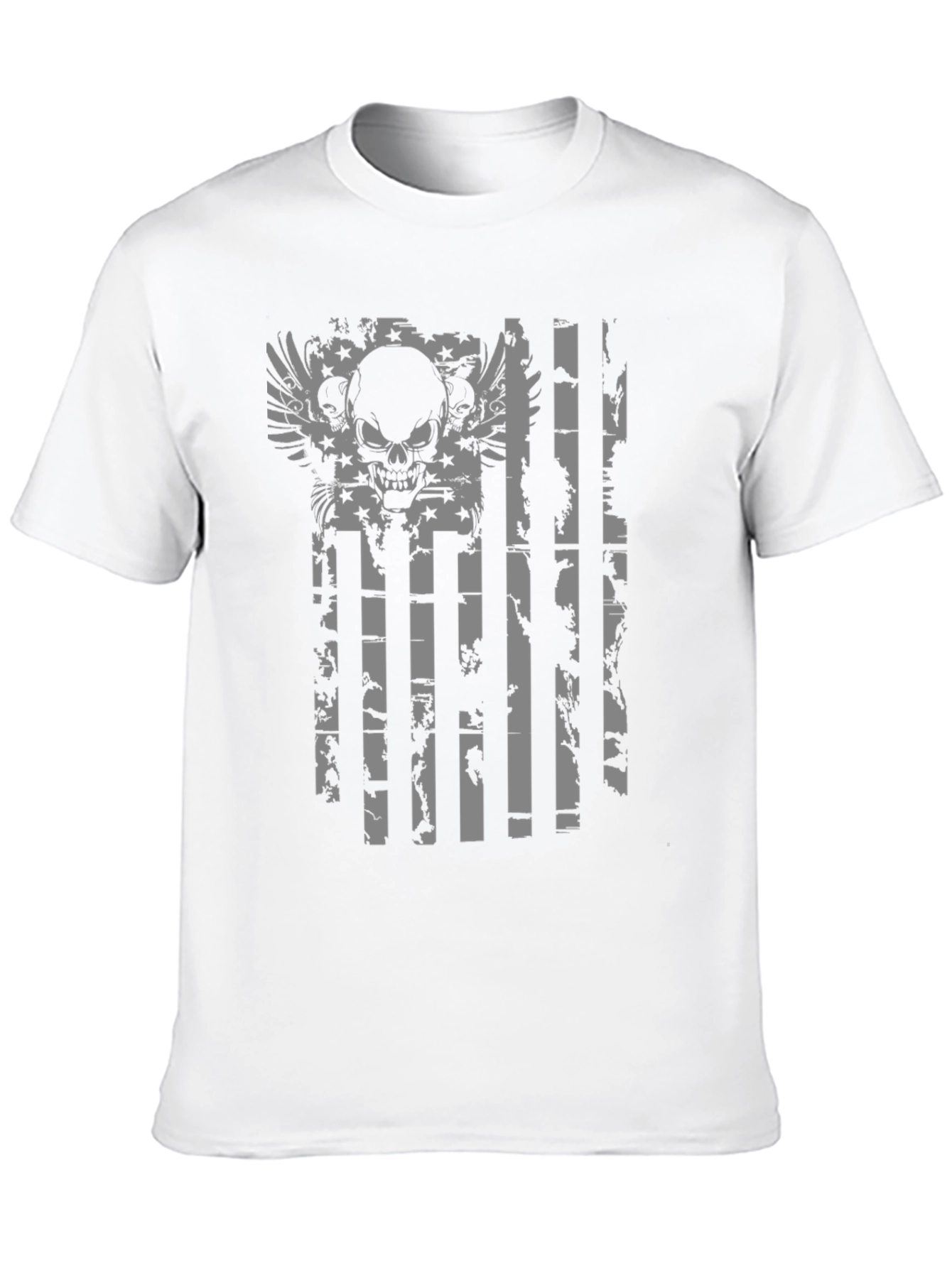 Skull American Flag Graphic Tee - Black