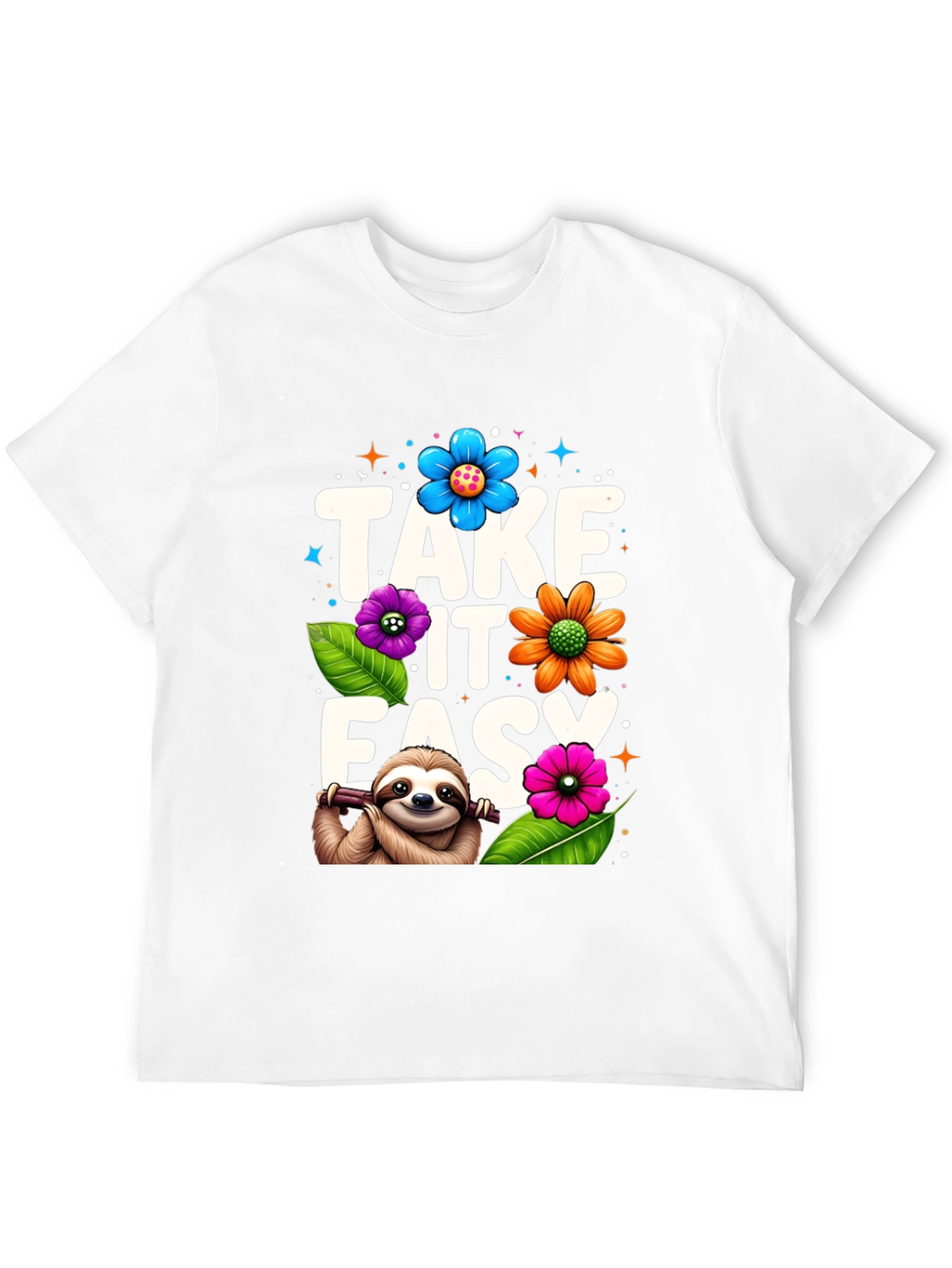 Relaxed Sloth Graphic Tee - Take It Easy
