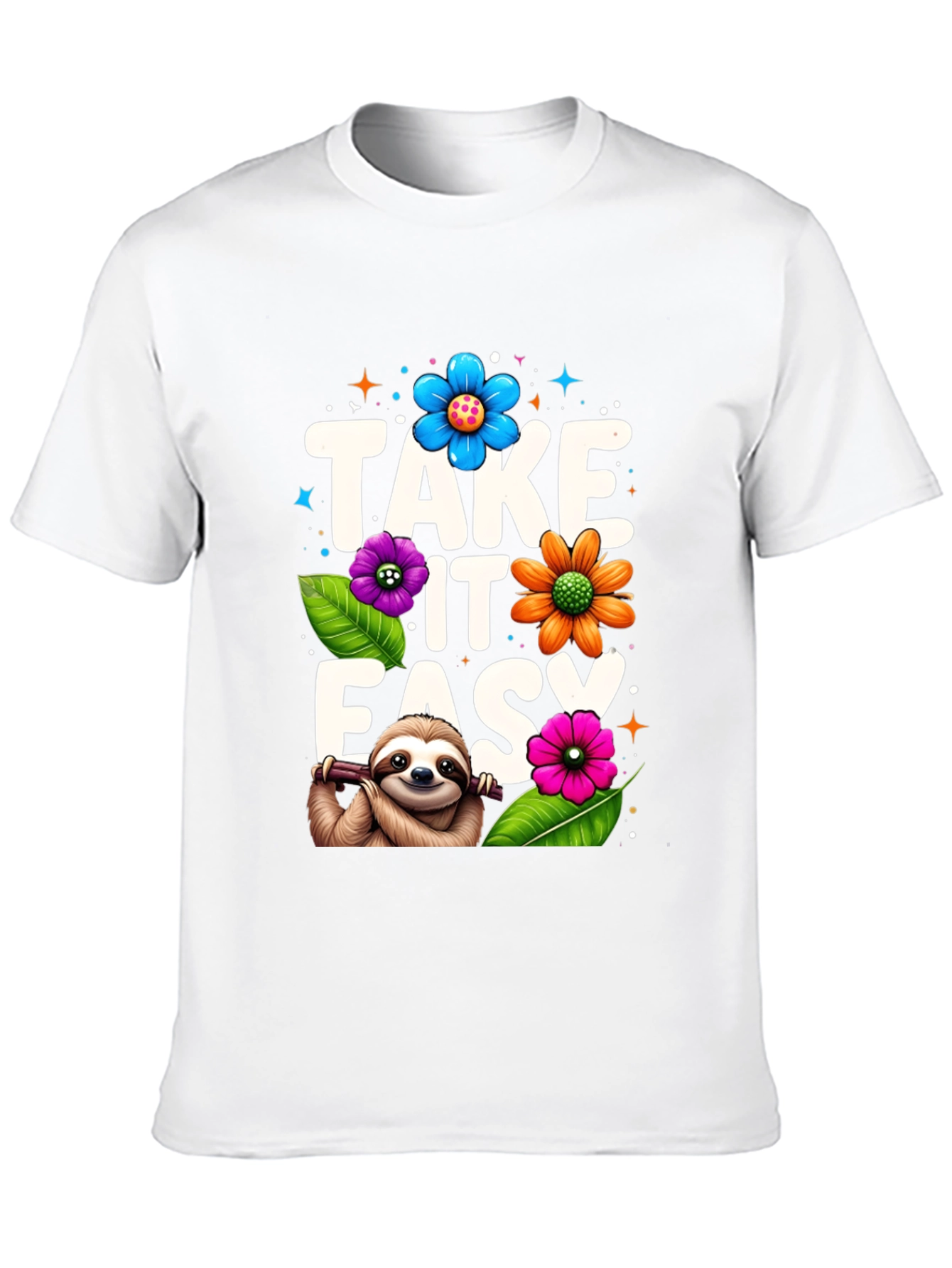 Relaxed Sloth Graphic Tee - Take It Easy
