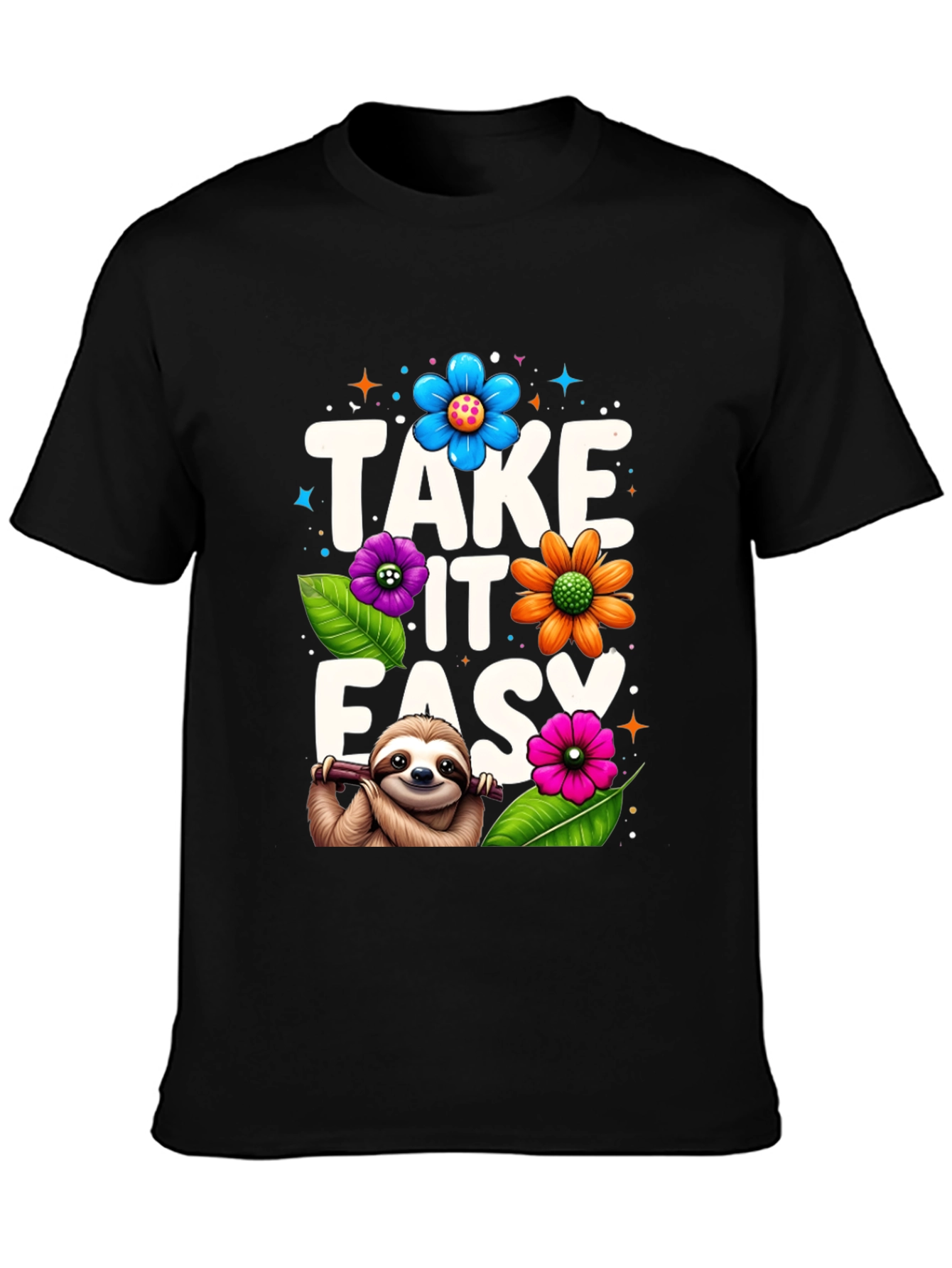 Relaxed Sloth Graphic Tee - Take It Easy