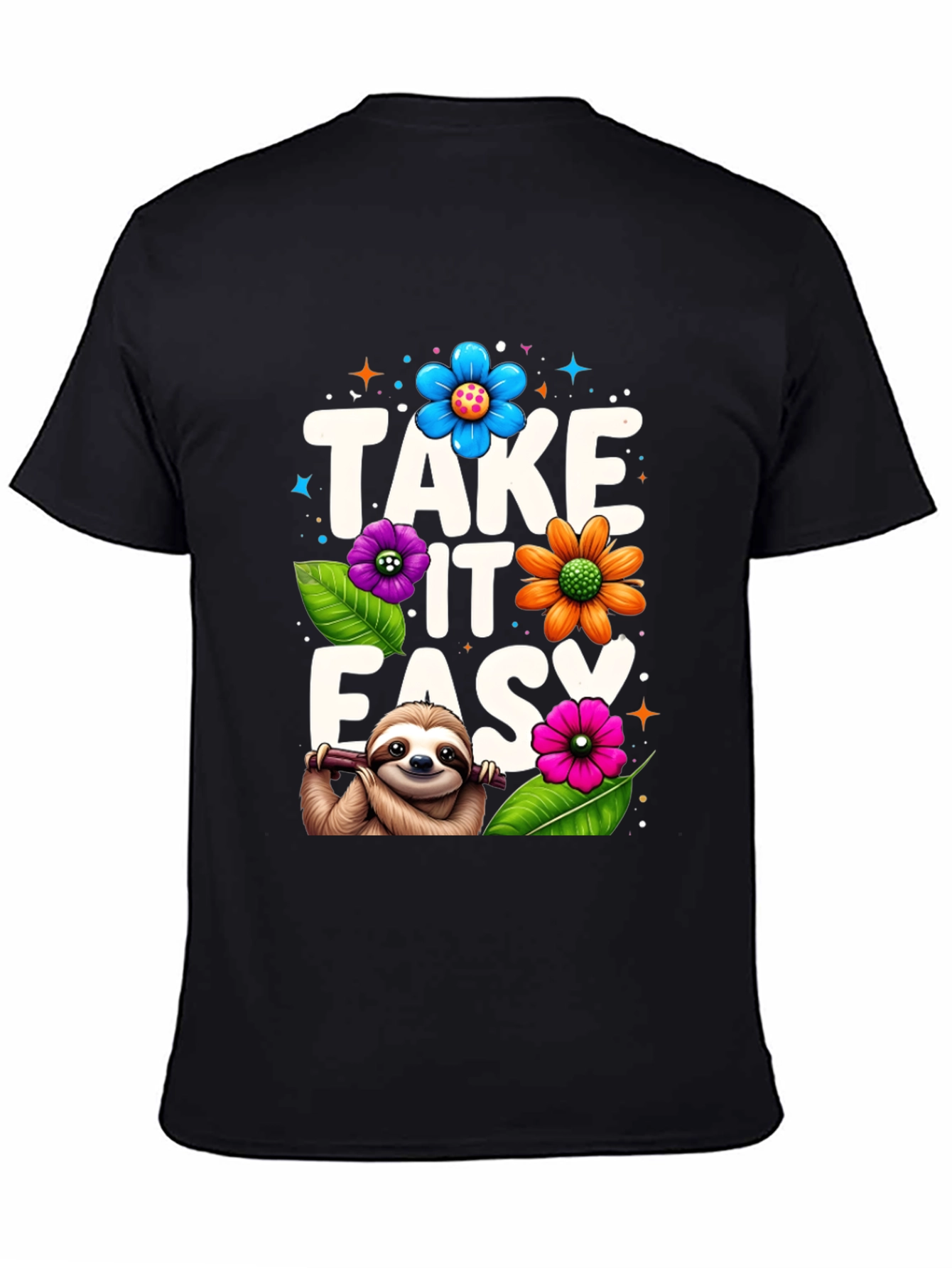 Relaxed Sloth Graphic Tee - Take It Easy