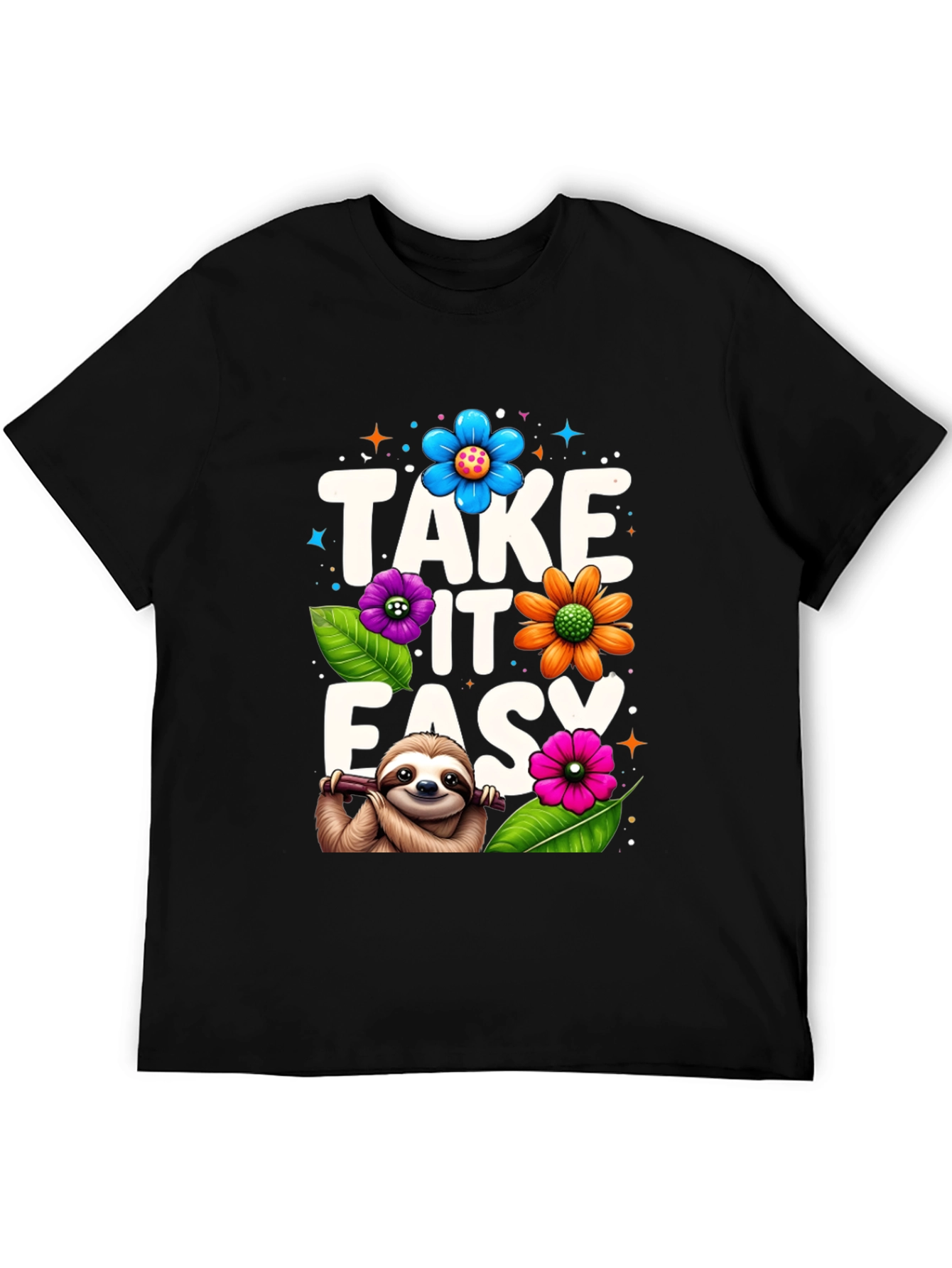 Relaxed Sloth Graphic Tee - Take It Easy