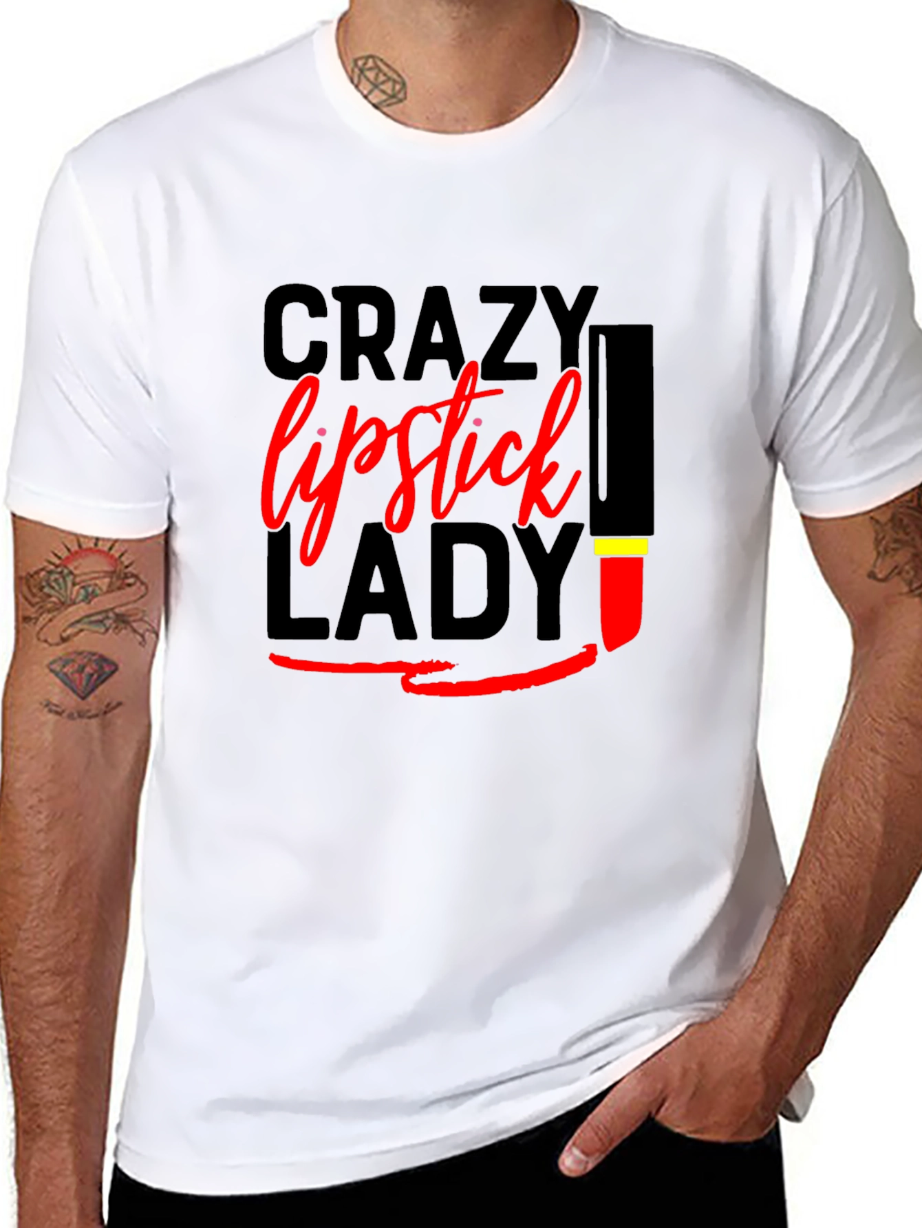 Crazy Lipstick Lady Black T-Shirt