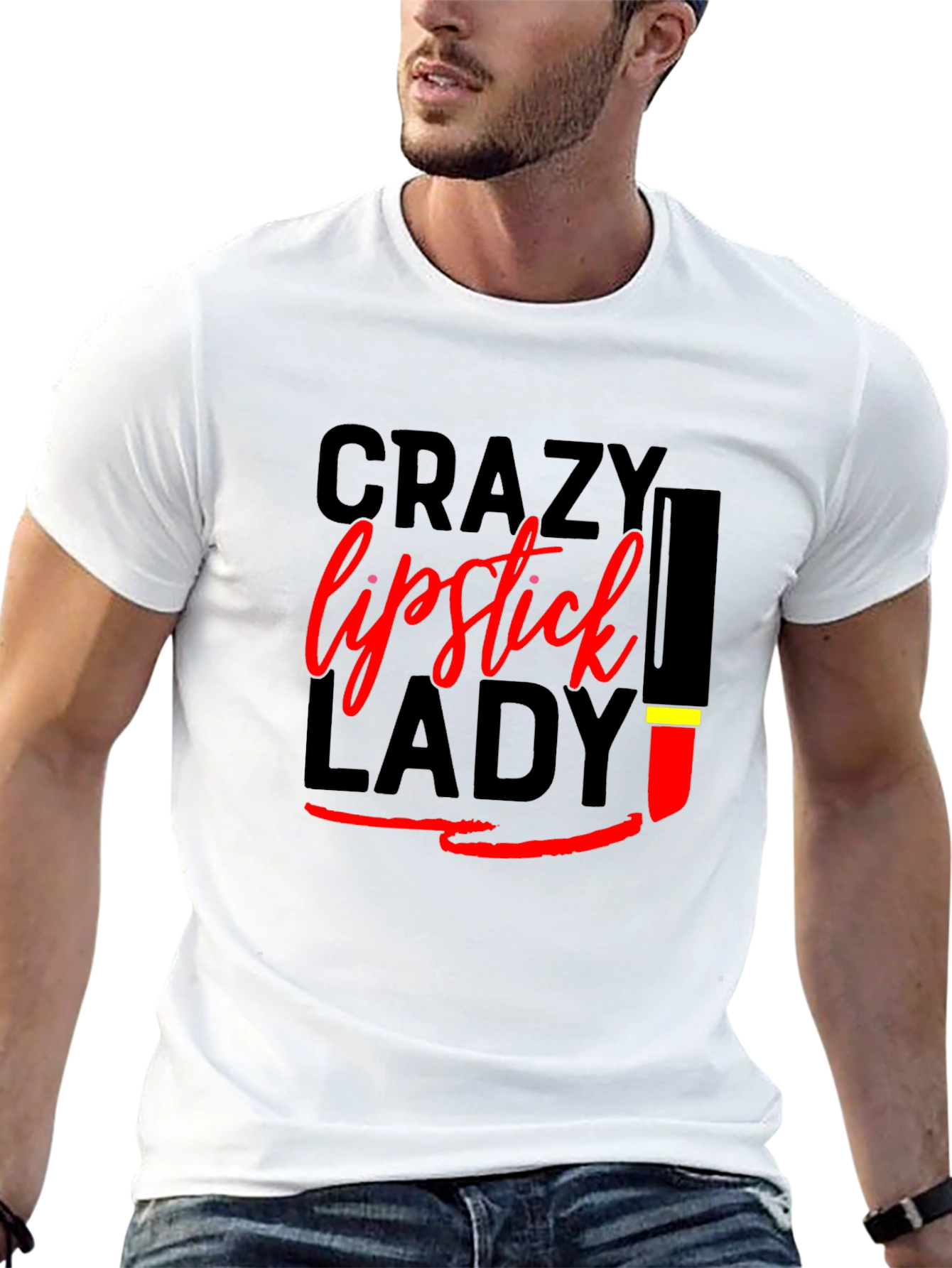 Crazy Lipstick Lady Black T-Shirt