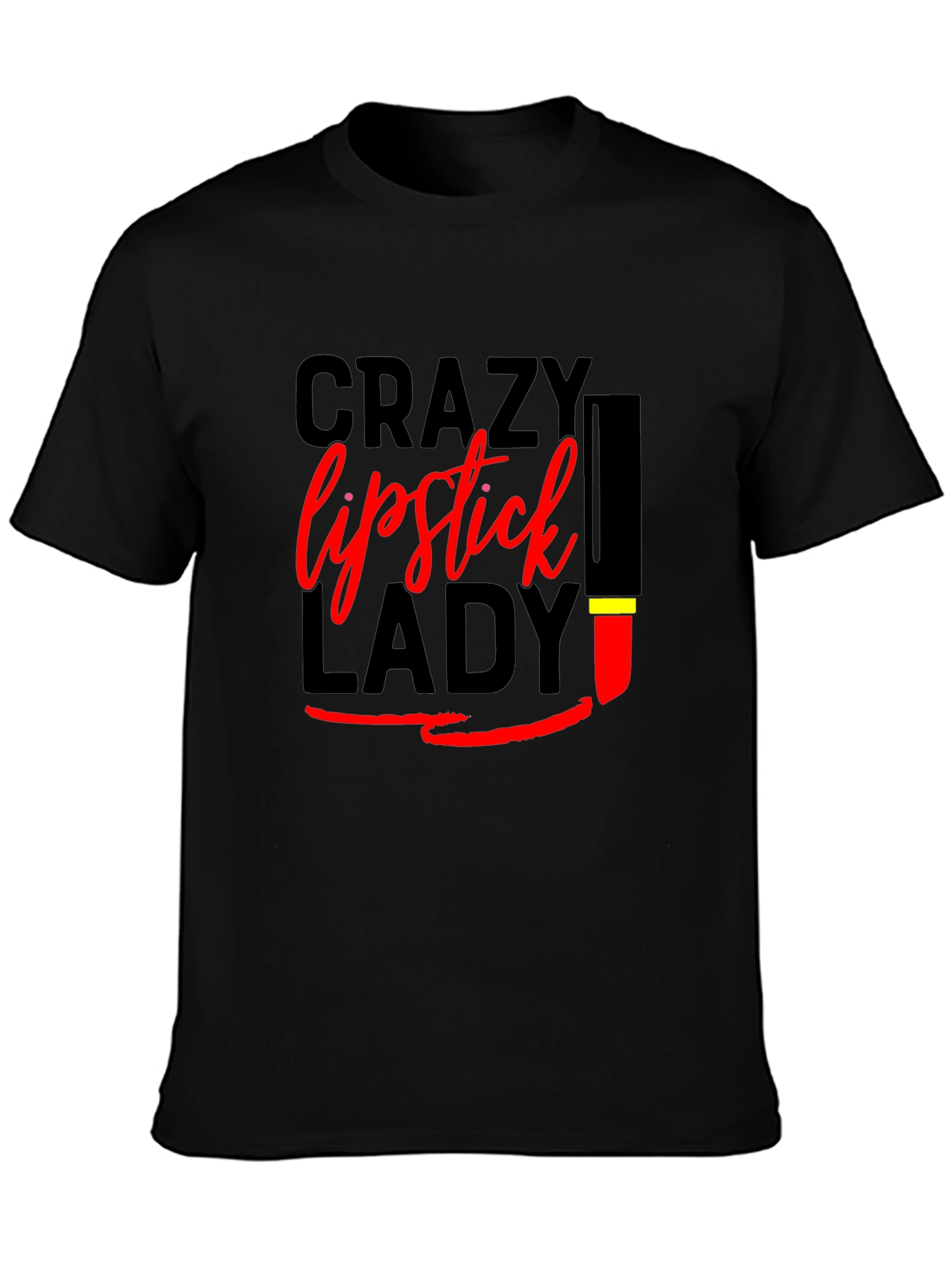 Crazy Lipstick Lady Black T-Shirt