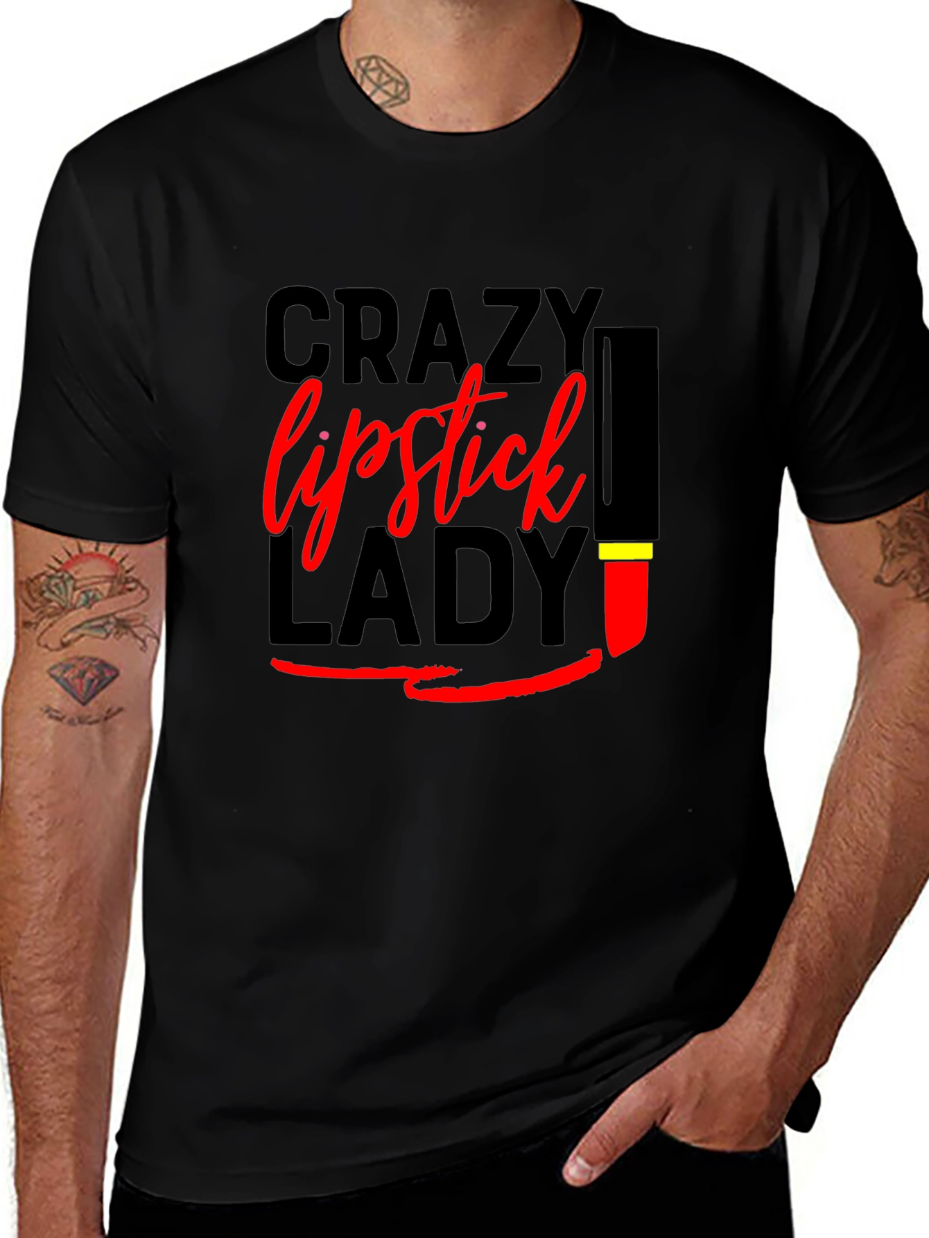 Crazy Lipstick Lady Black T-Shirt
