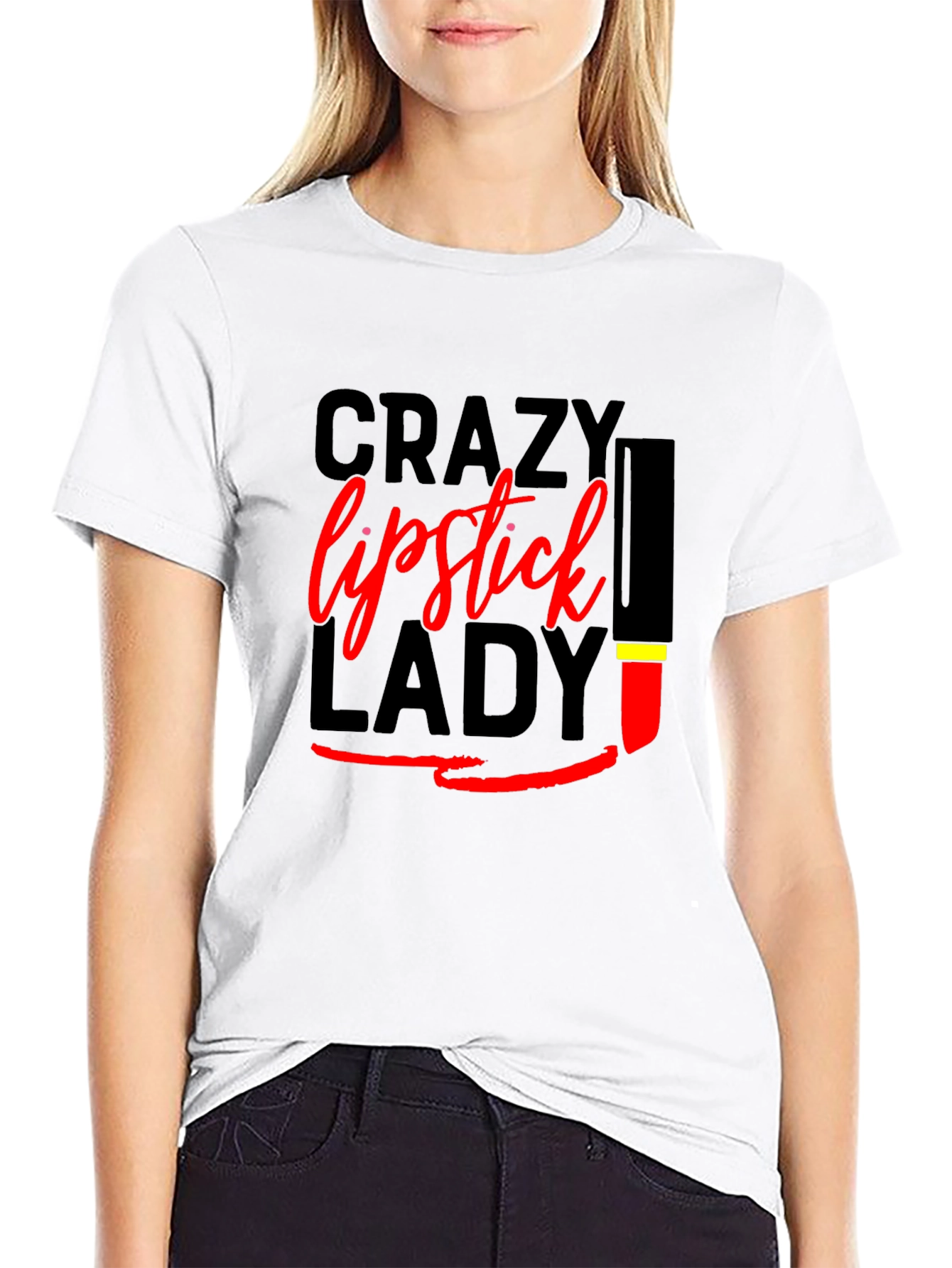 Crazy Lipstick Lady Black T-Shirt