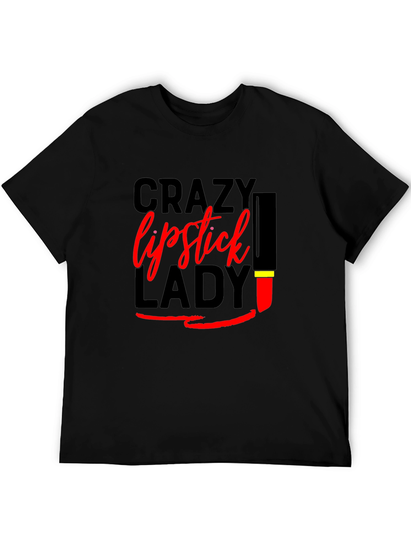 Crazy Lipstick Lady Black T-Shirt
