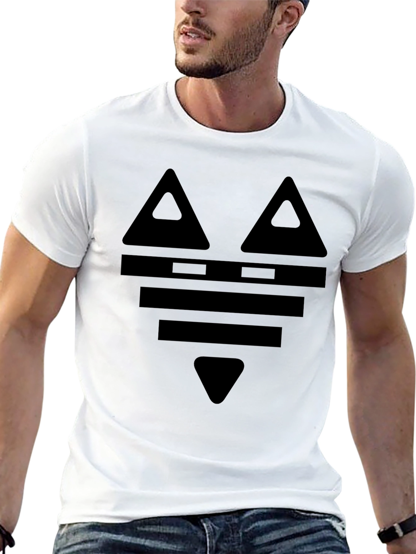 Geometric Face Graphic Tee - Black