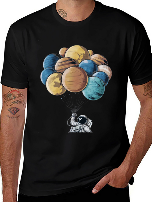 Astronaut & Planet Balloon Graphic T-Shirt