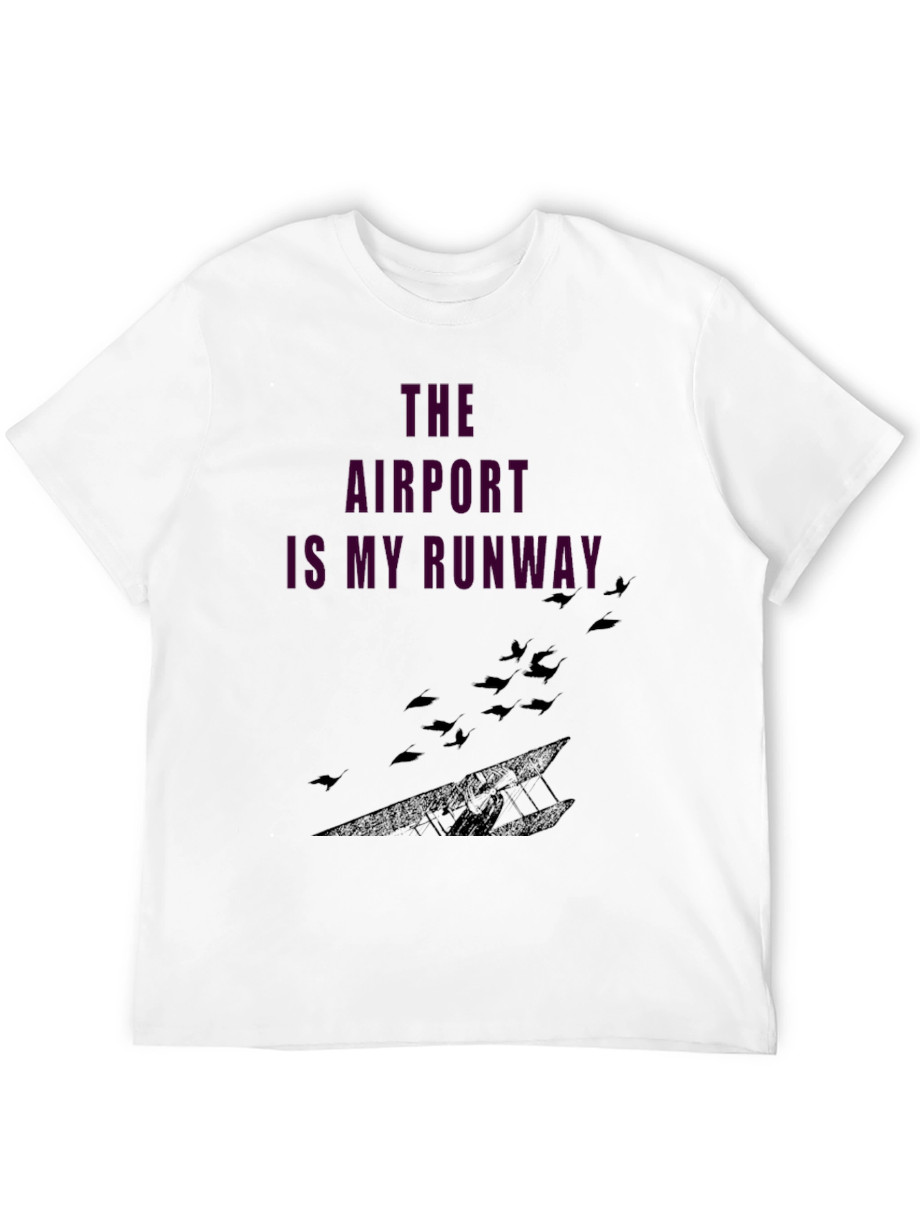 Airport Runway Graphic Tee - Black Casual T-Shirt