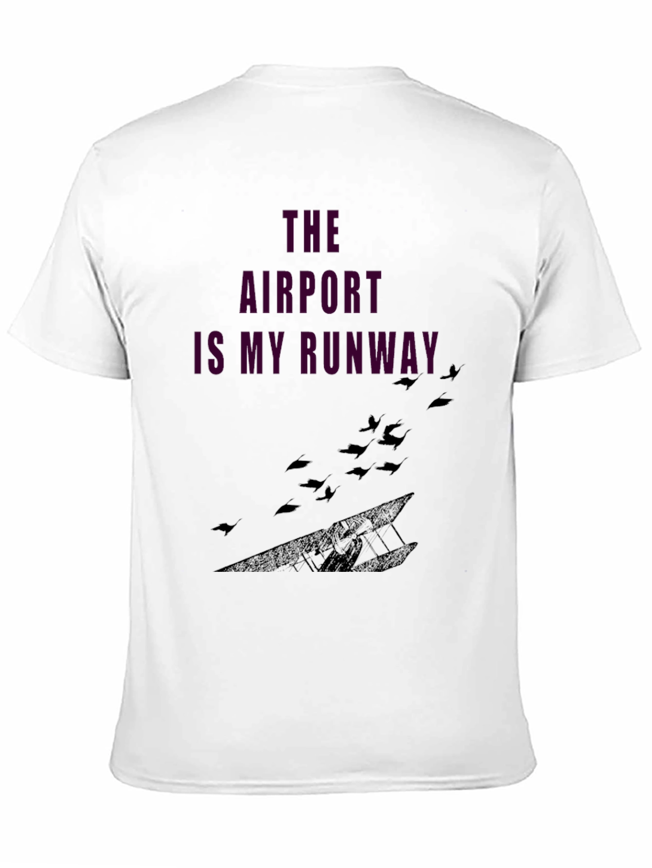 Airport Runway Graphic Tee - Black Casual T-Shirt