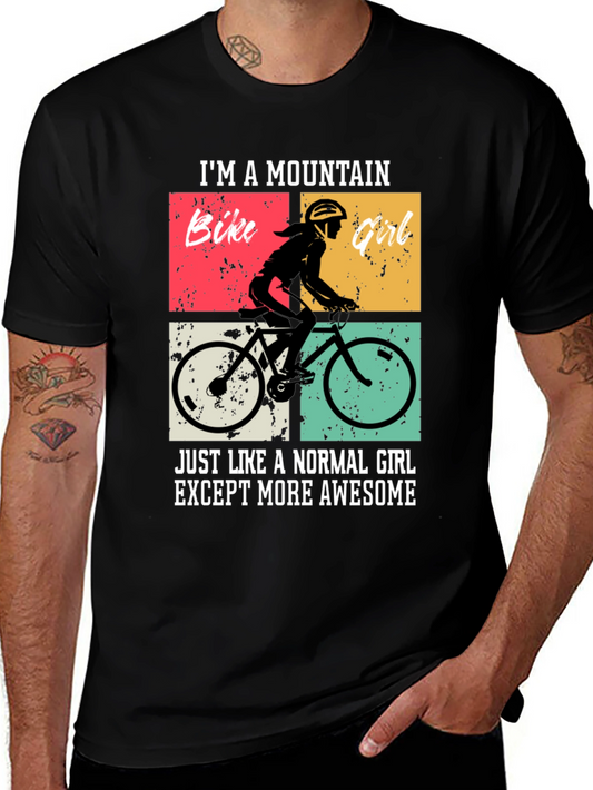 Mountain Bike Girl Graphic Tee - Awesome Biker T-Shirt