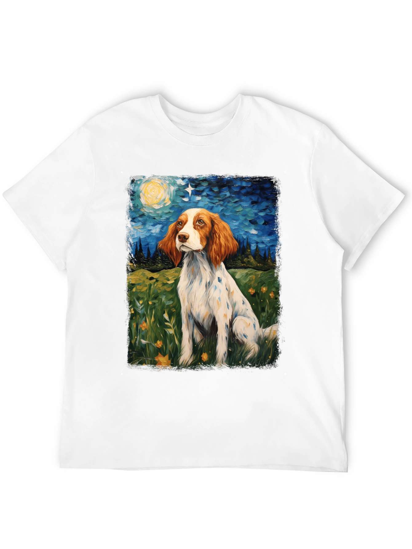 Brittany Spaniel Starry Night Graphic Tee