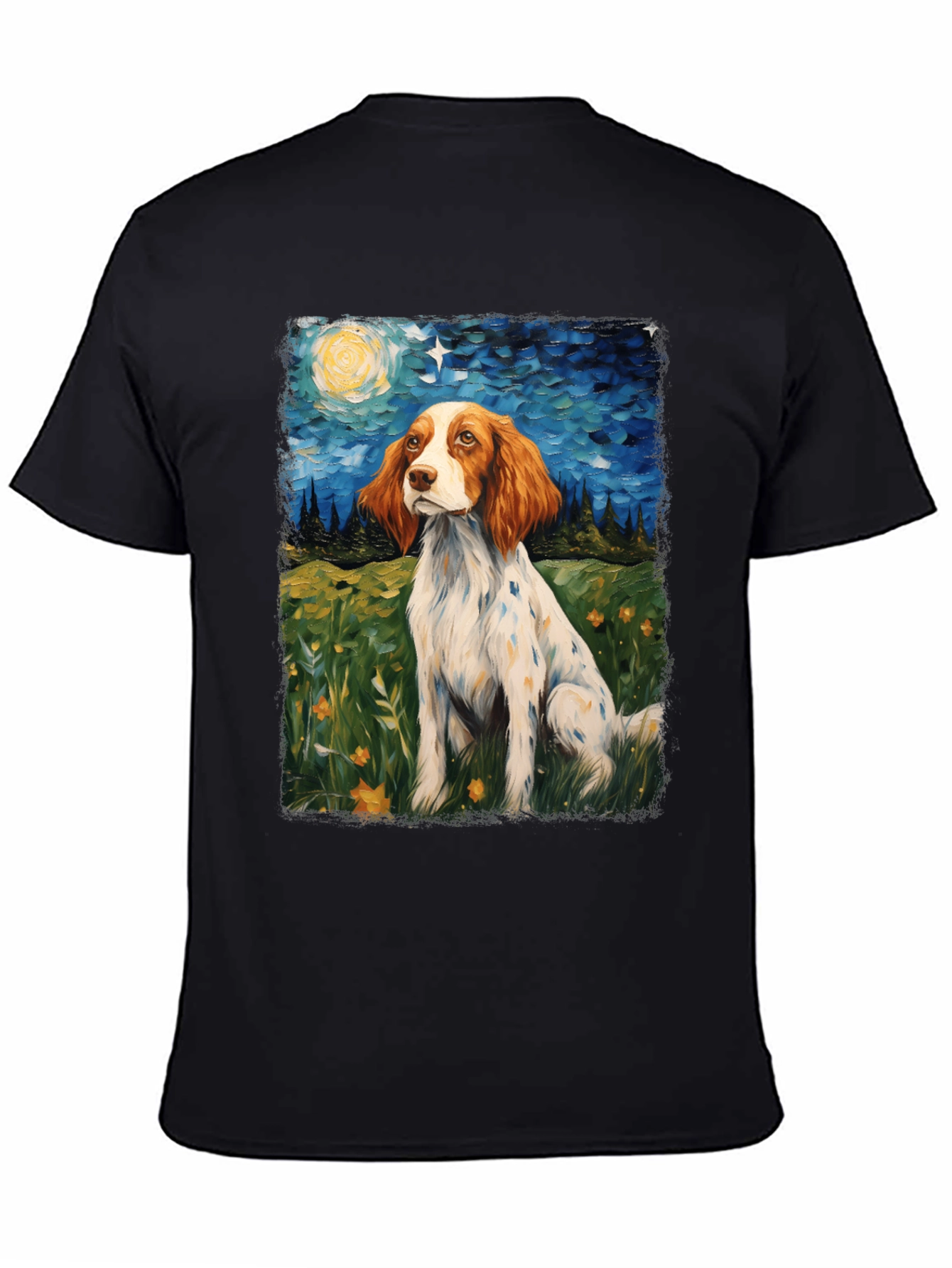 Brittany Spaniel Starry Night Graphic Tee