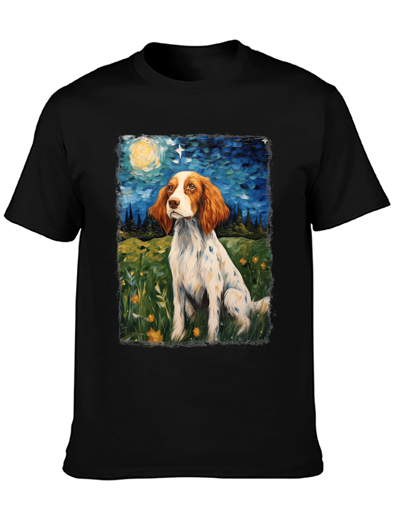Brittany Spaniel Starry Night Graphic Tee
