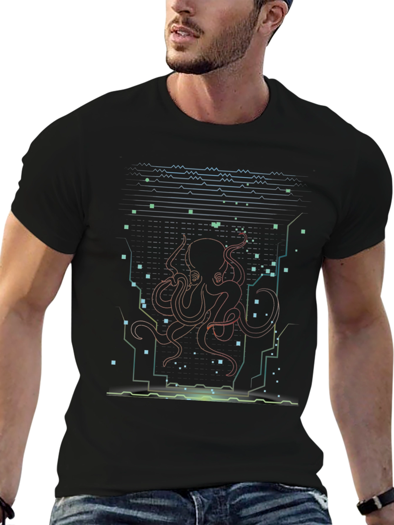 Cyberpunk Octopus Graphic T-Shirt