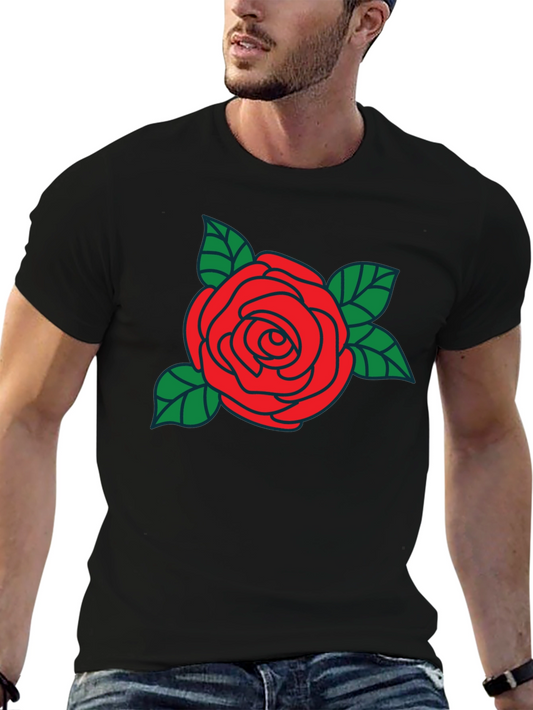 Rose Graphic Black T-Shirt - Stylish Floral Design