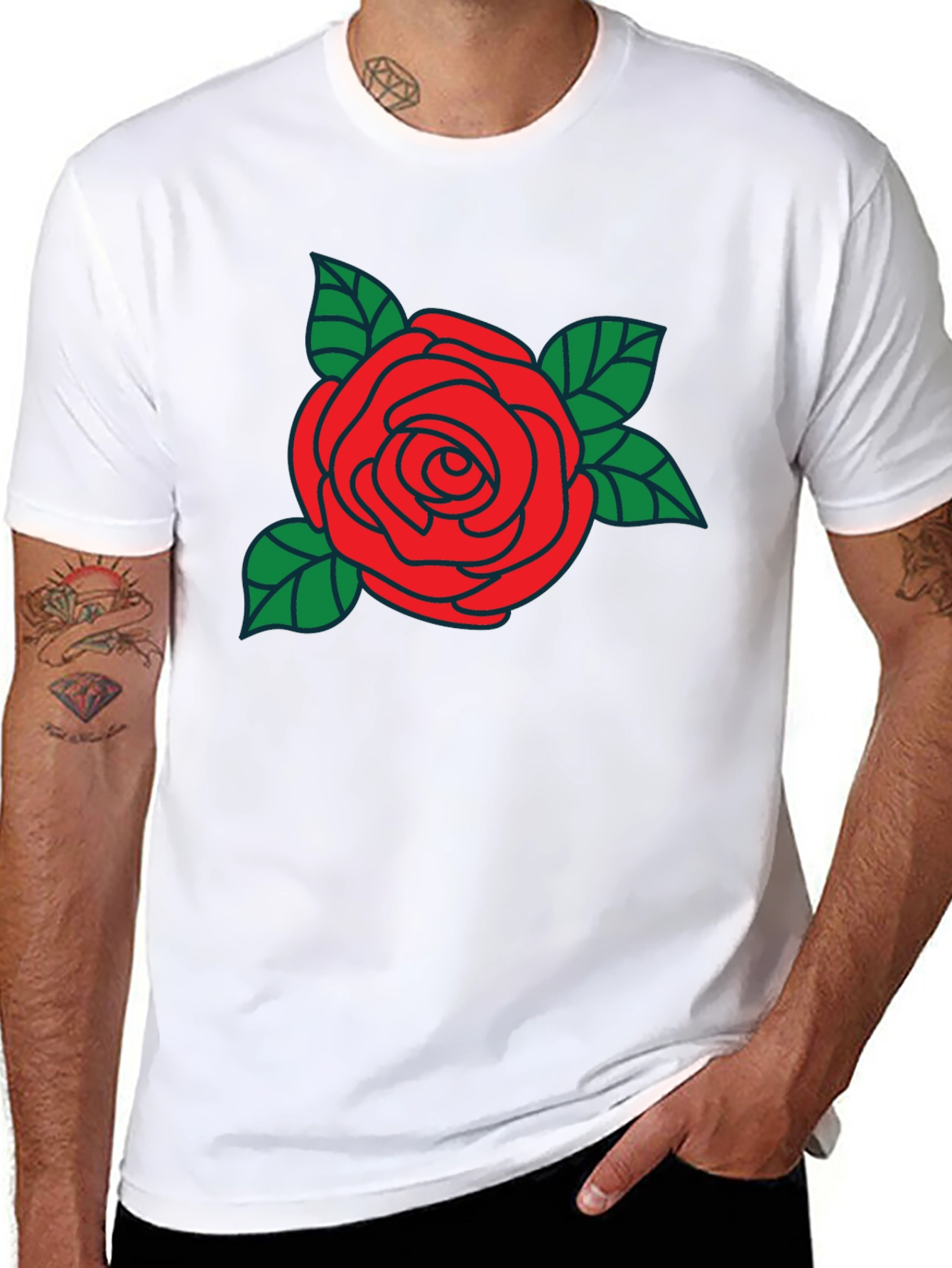 Rose Graphic Black T-Shirt - Stylish Floral Design