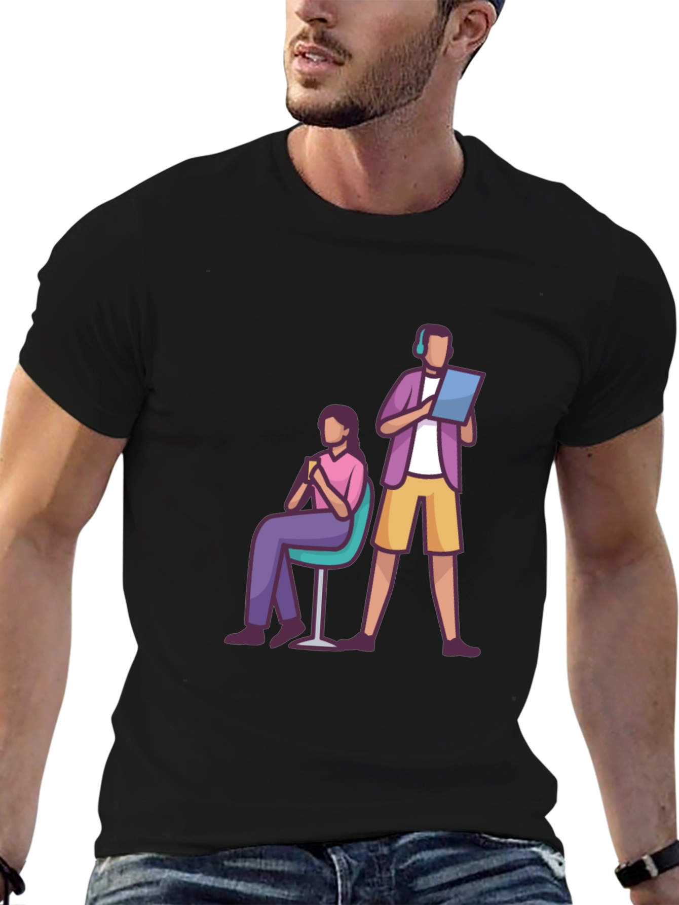 Teamwork Graphic T-Shirt - Black Casual Tee