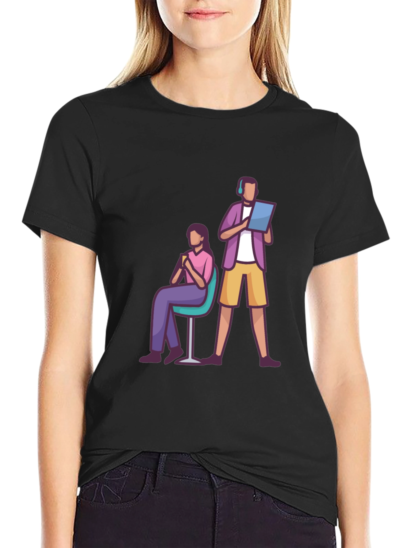 Teamwork Graphic T-Shirt - Black Casual Tee
