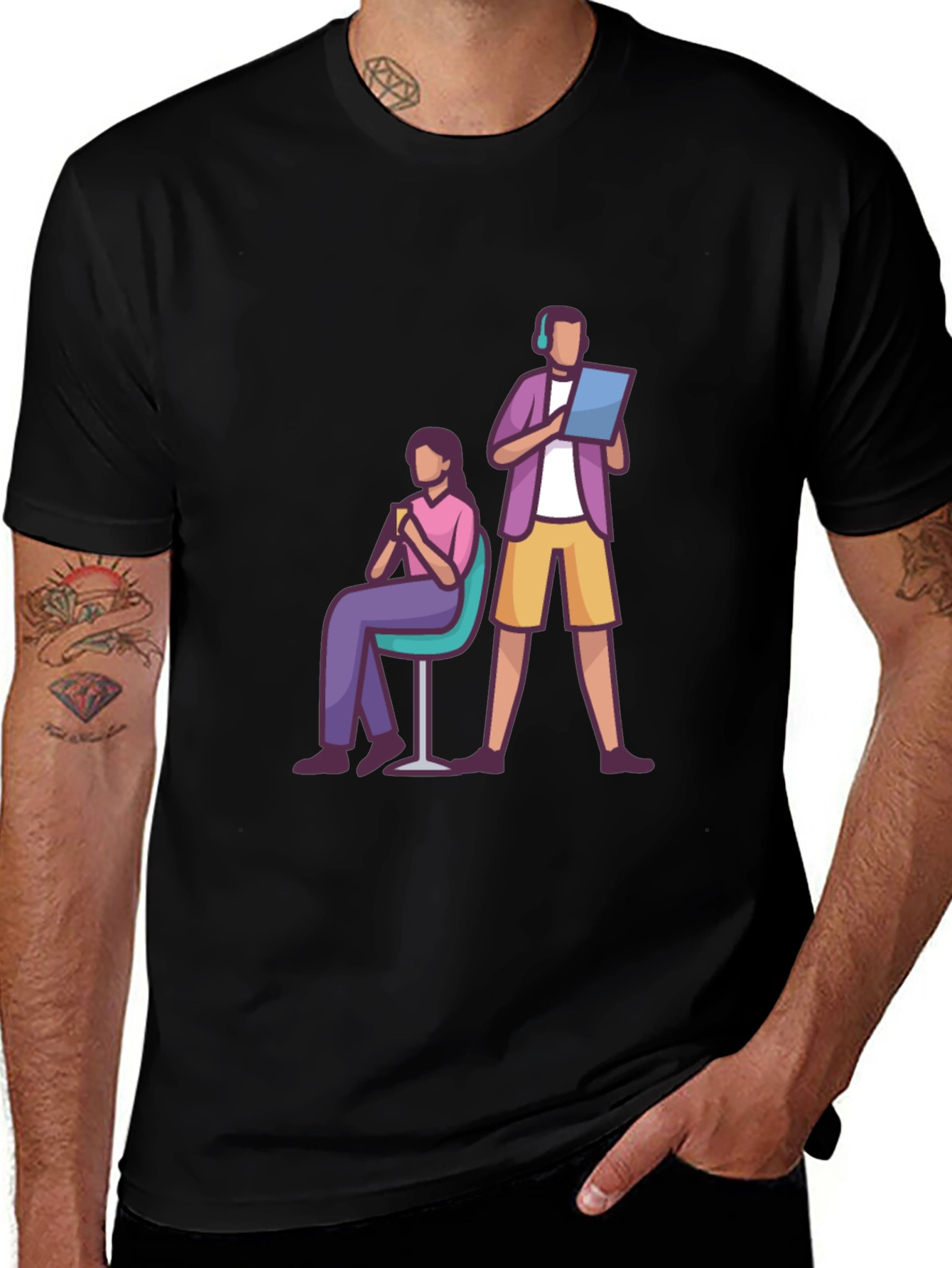 Teamwork Graphic T-Shirt - Black Casual Tee