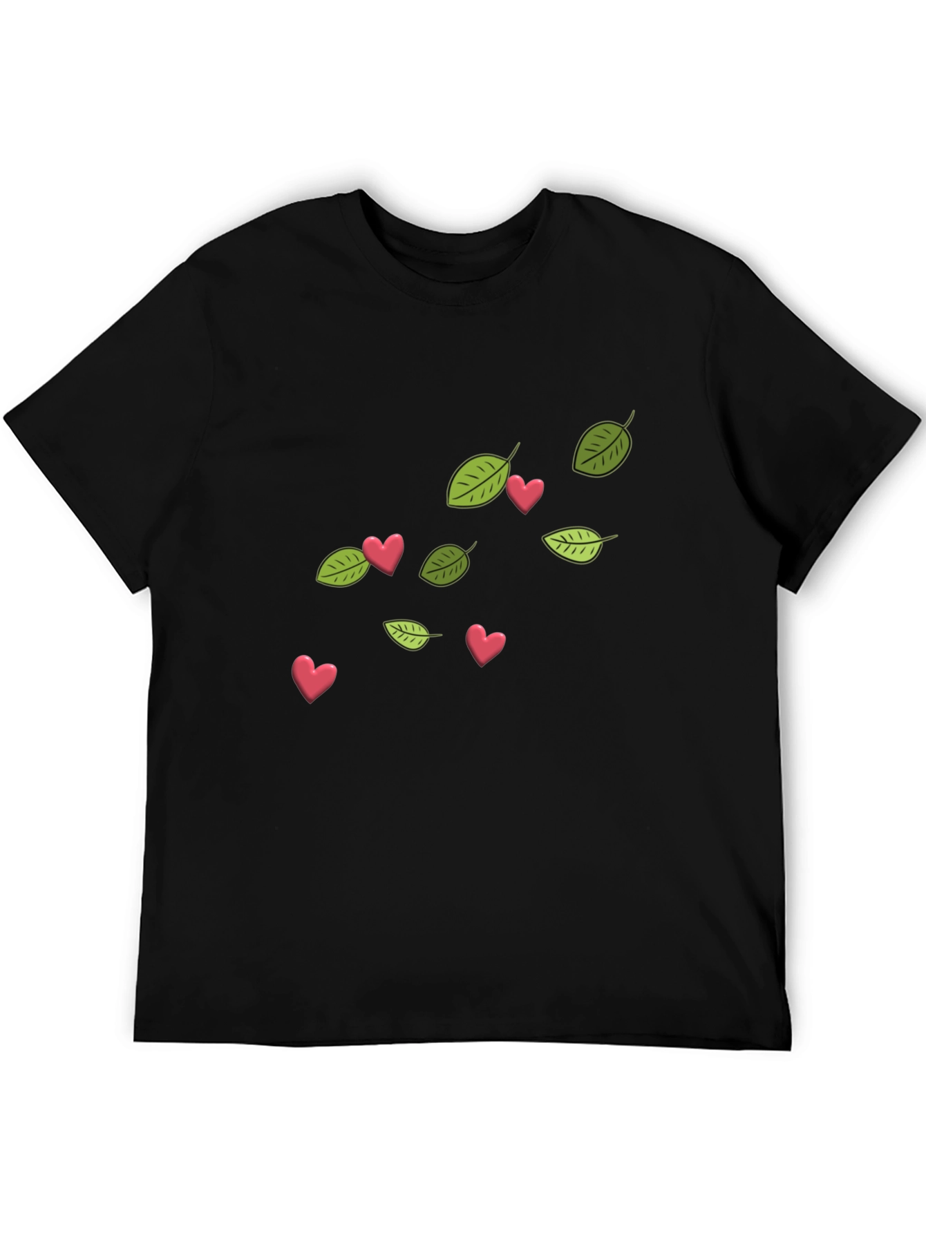 Leaf and Heart Graphic T-Shirt - Modern Style