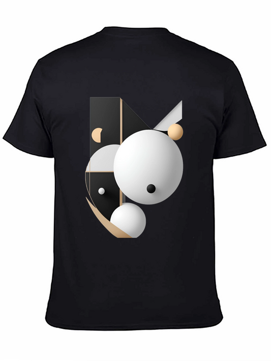 Abstract Geometric Graphic Print Black T-Shirt