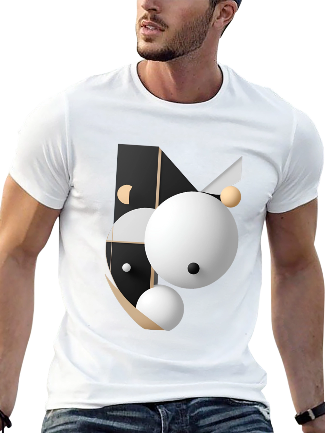 Abstract Geometric Graphic Print Black T-Shirt