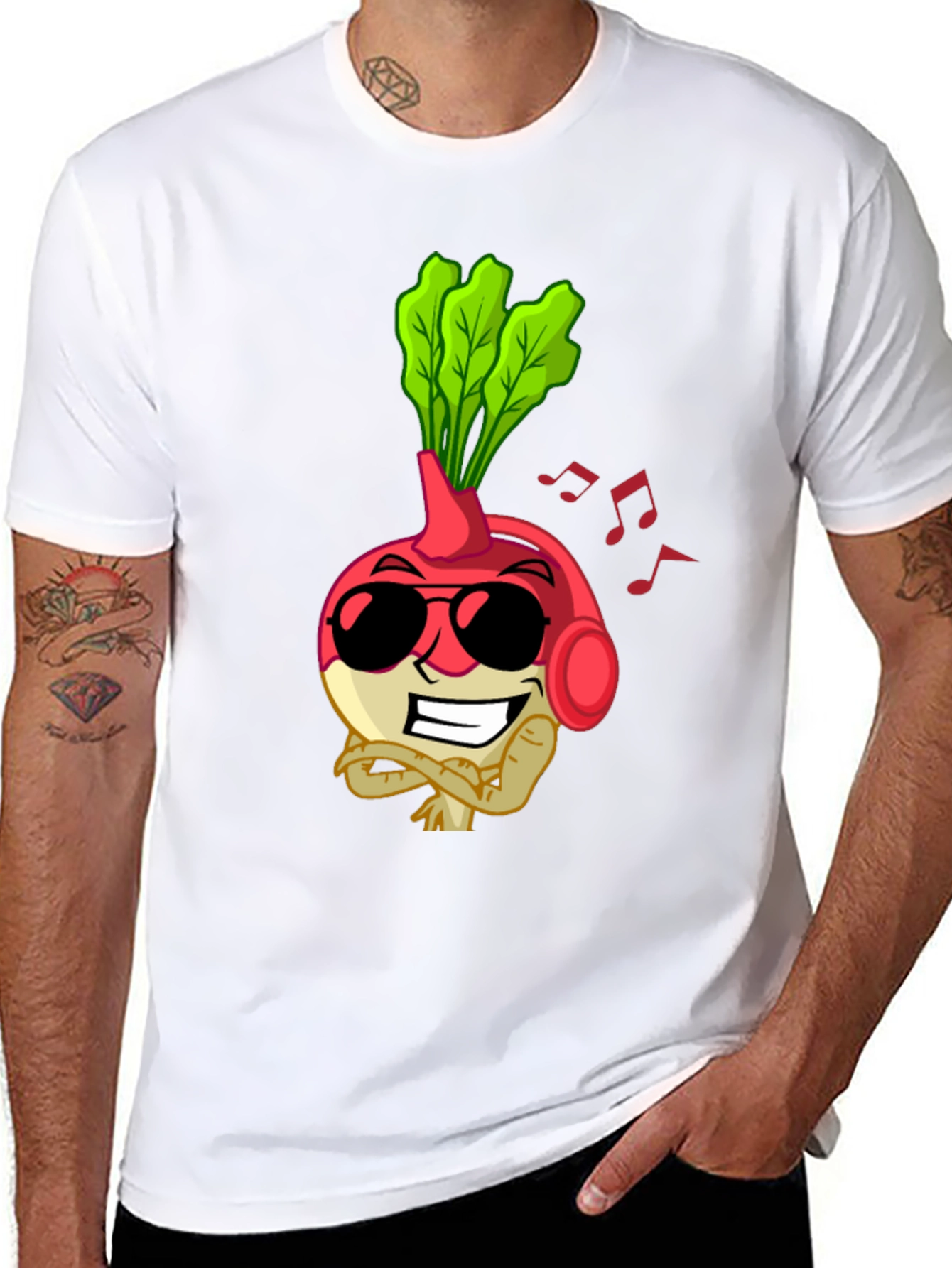 Radish Beats T-Shirt - Cool Cartoon Vegetable Tee