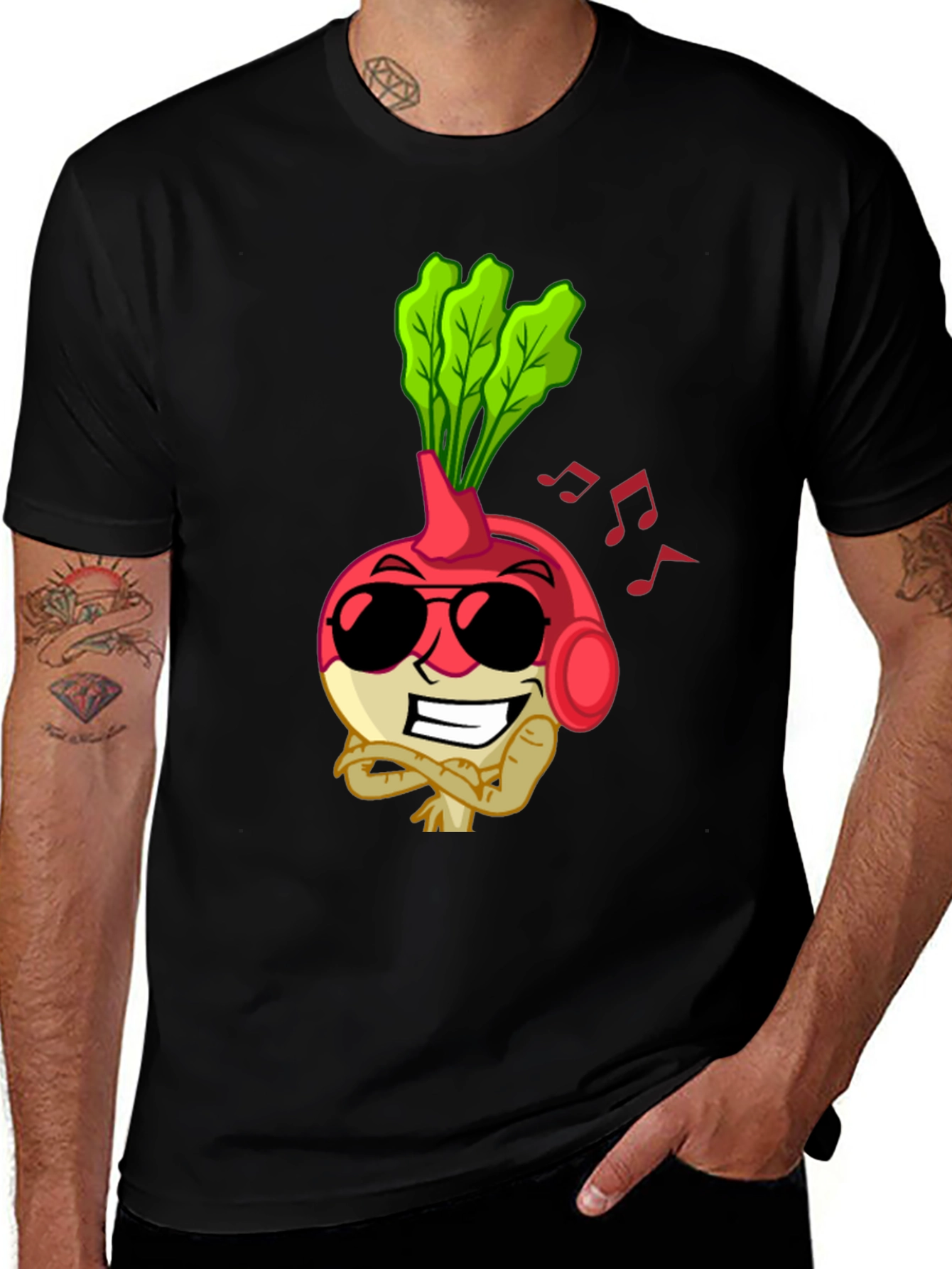 Radish Beats T-Shirt - Cool Cartoon Vegetable Tee