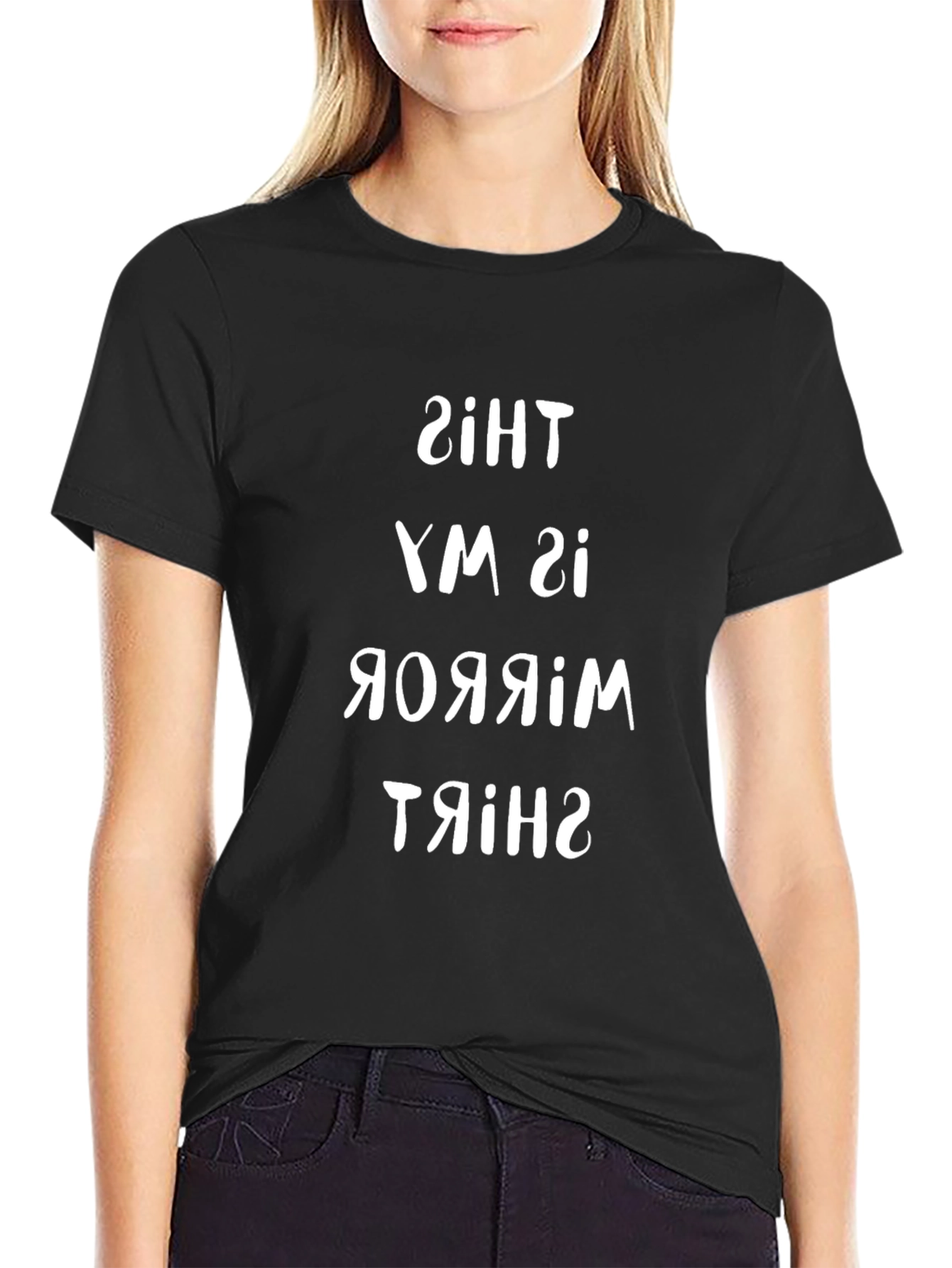 Mirror Image Graphic Tee - Black Cotton T-Shirt