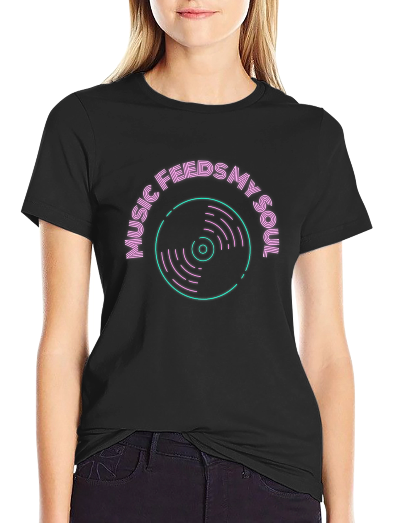 Music Feeds My Soul Black T-Shirt