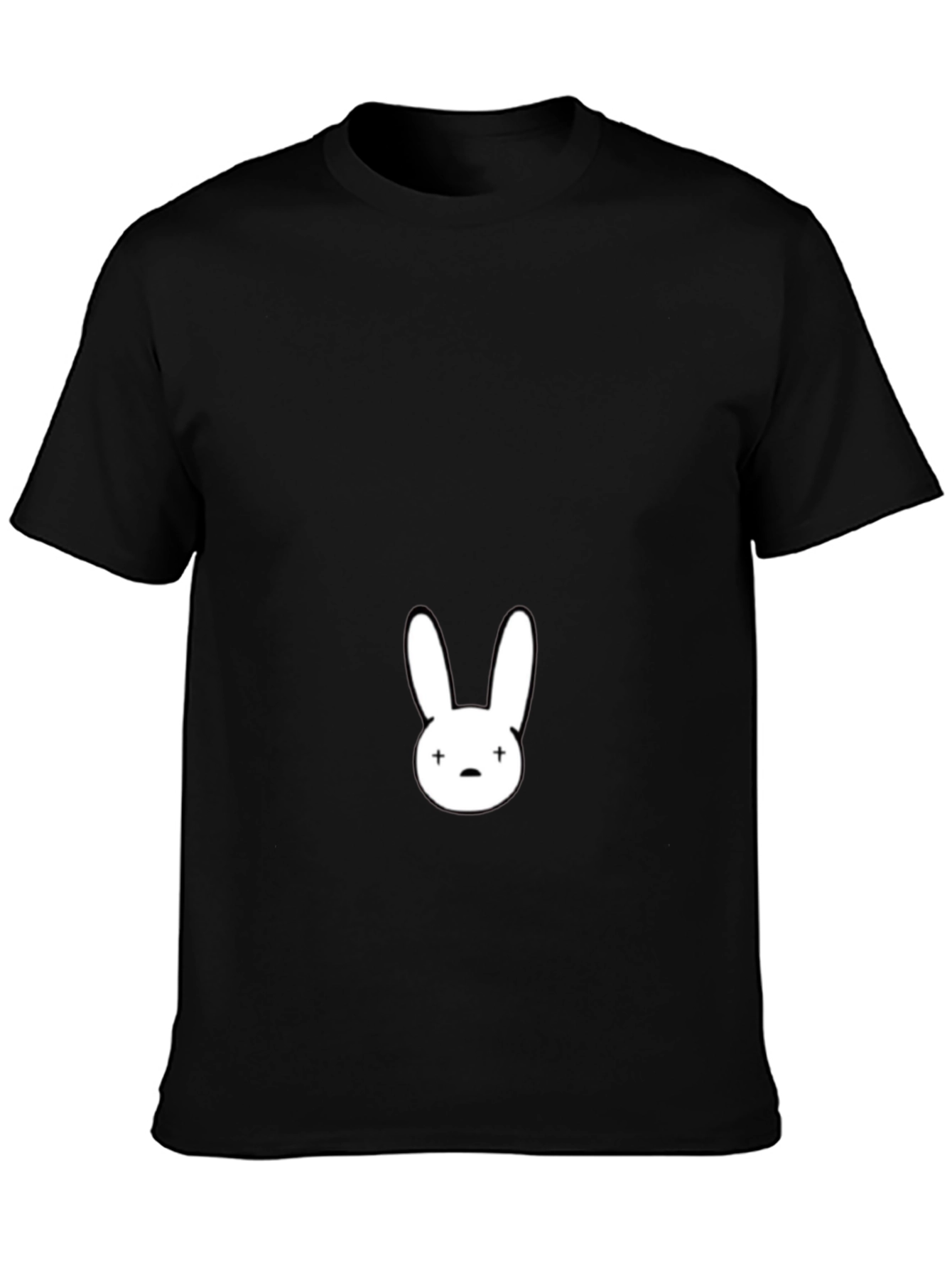 Black T-Shirt with White Bunny Graphic