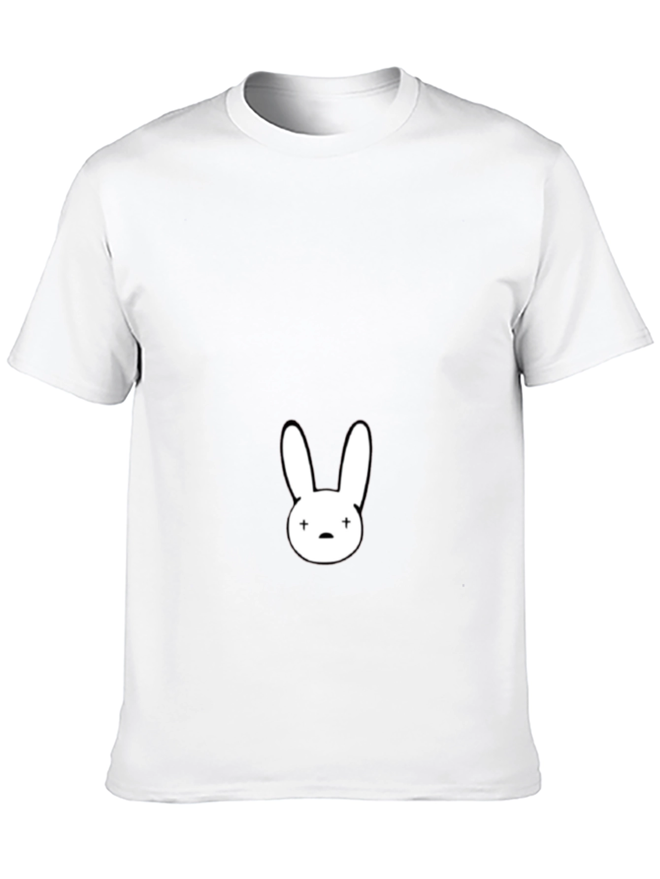 Black T-Shirt with White Bunny Graphic