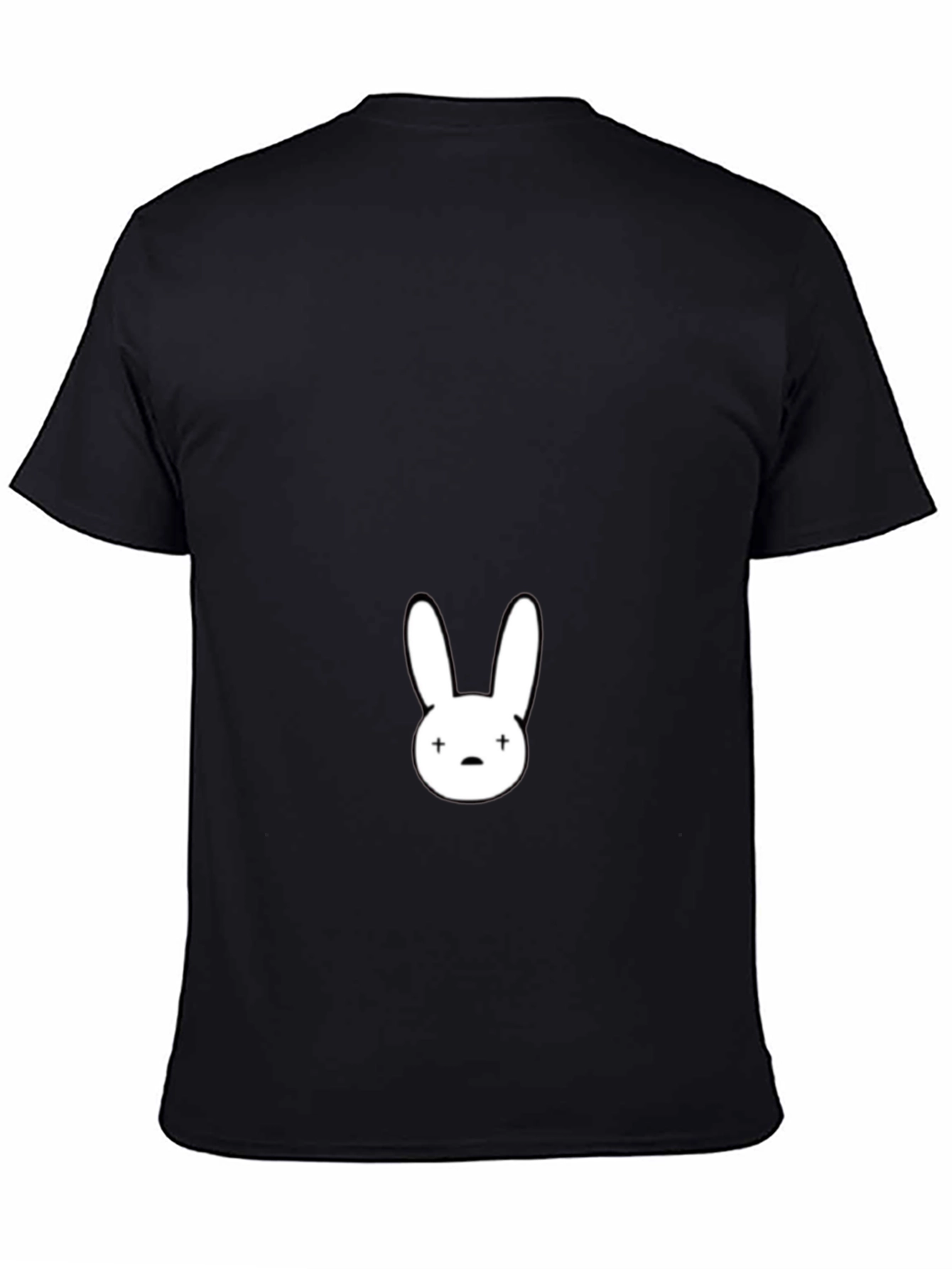 Black T-Shirt with White Bunny Graphic