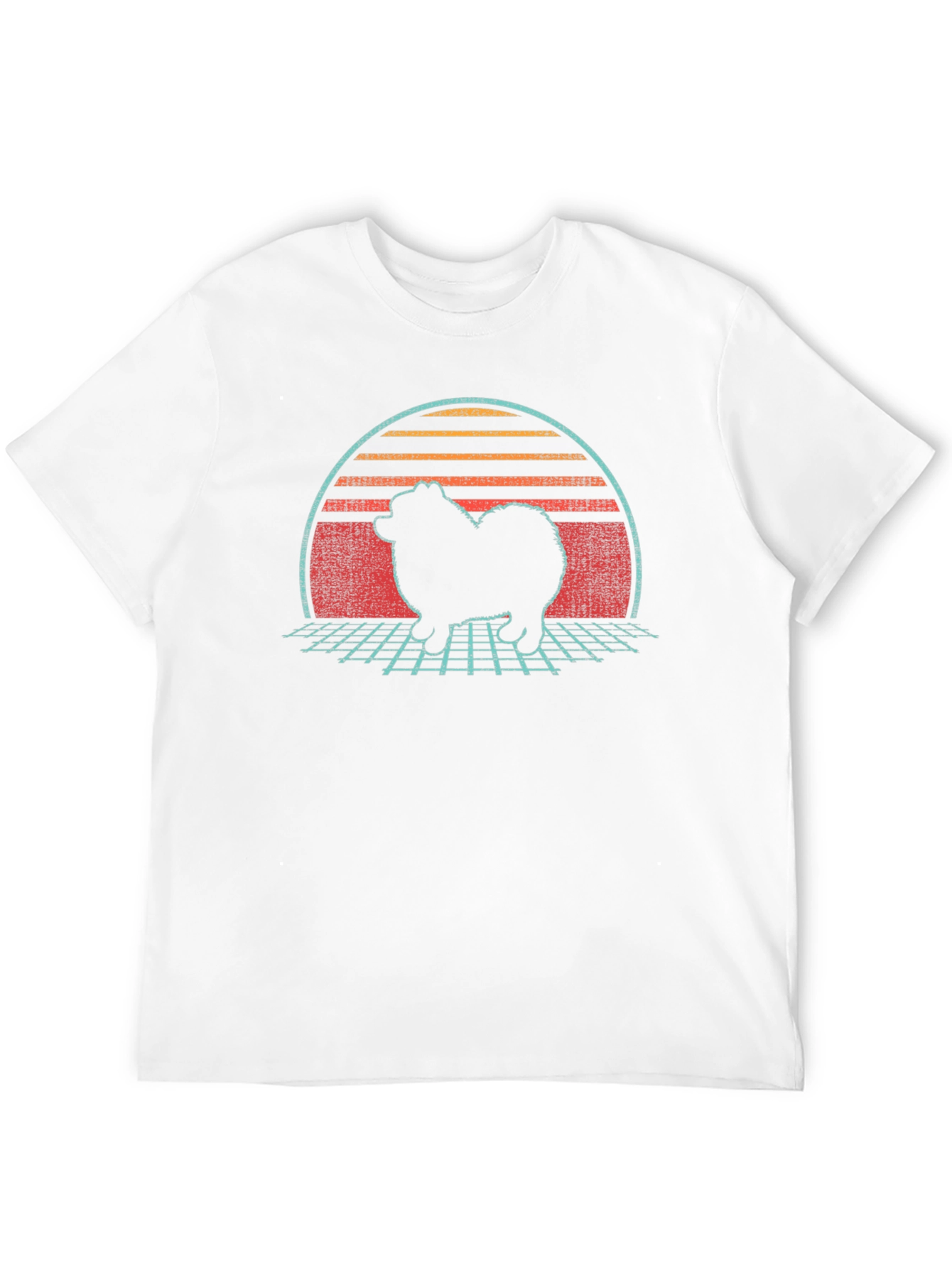 Retro Sunset Spitz Dog T-Shirt