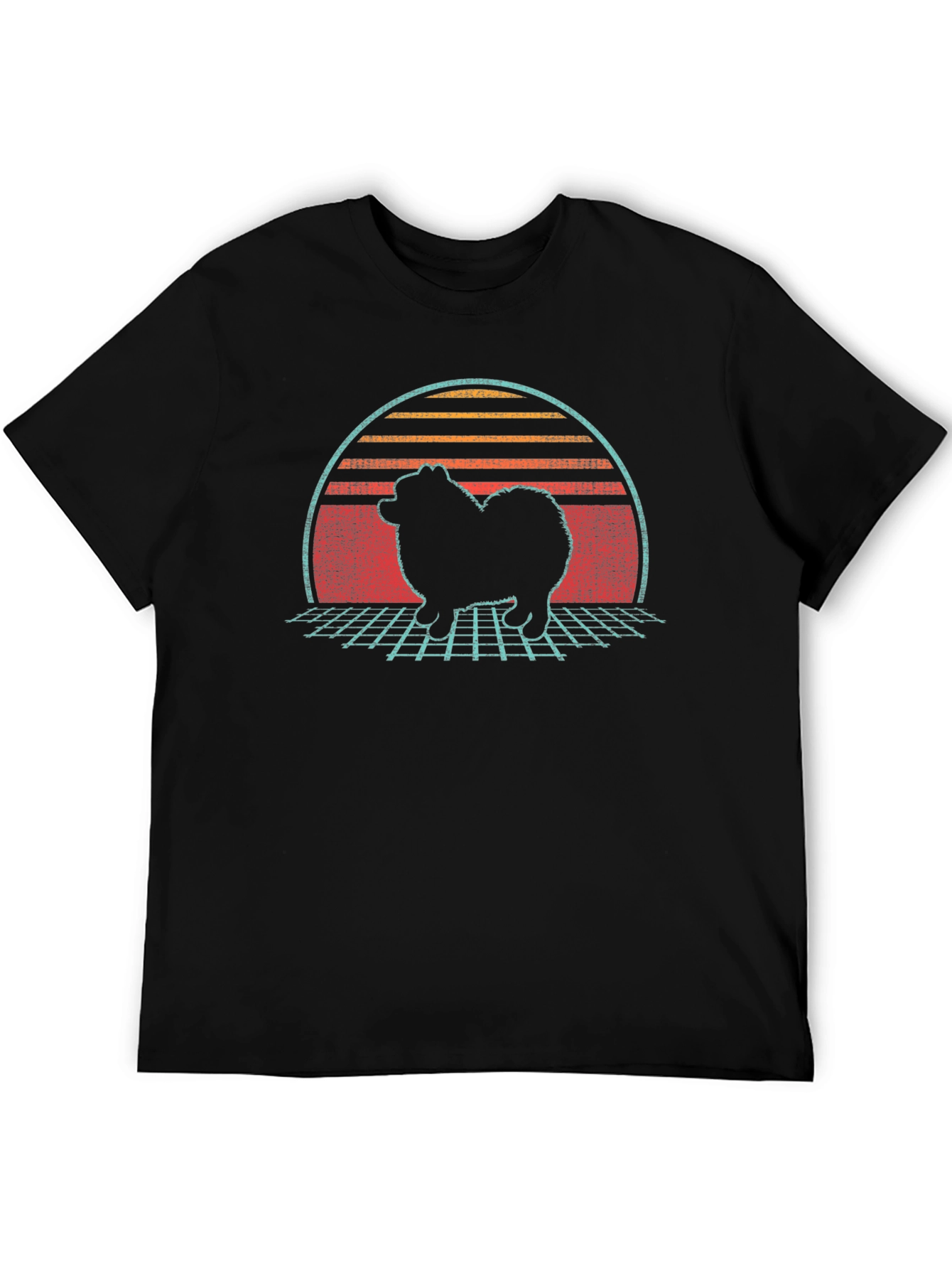Retro Sunset Spitz Dog T-Shirt