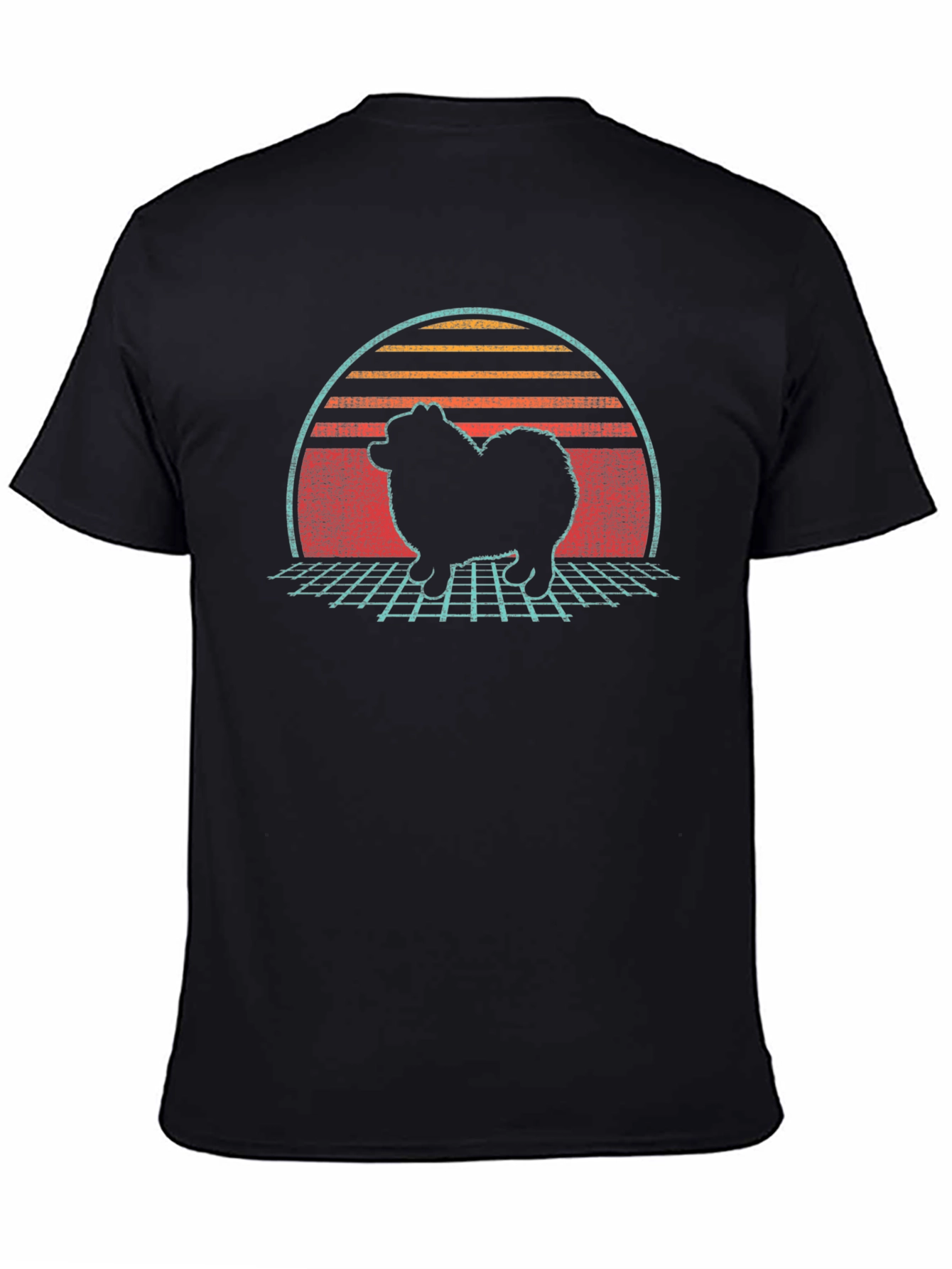 Retro Sunset Spitz Dog T-Shirt
