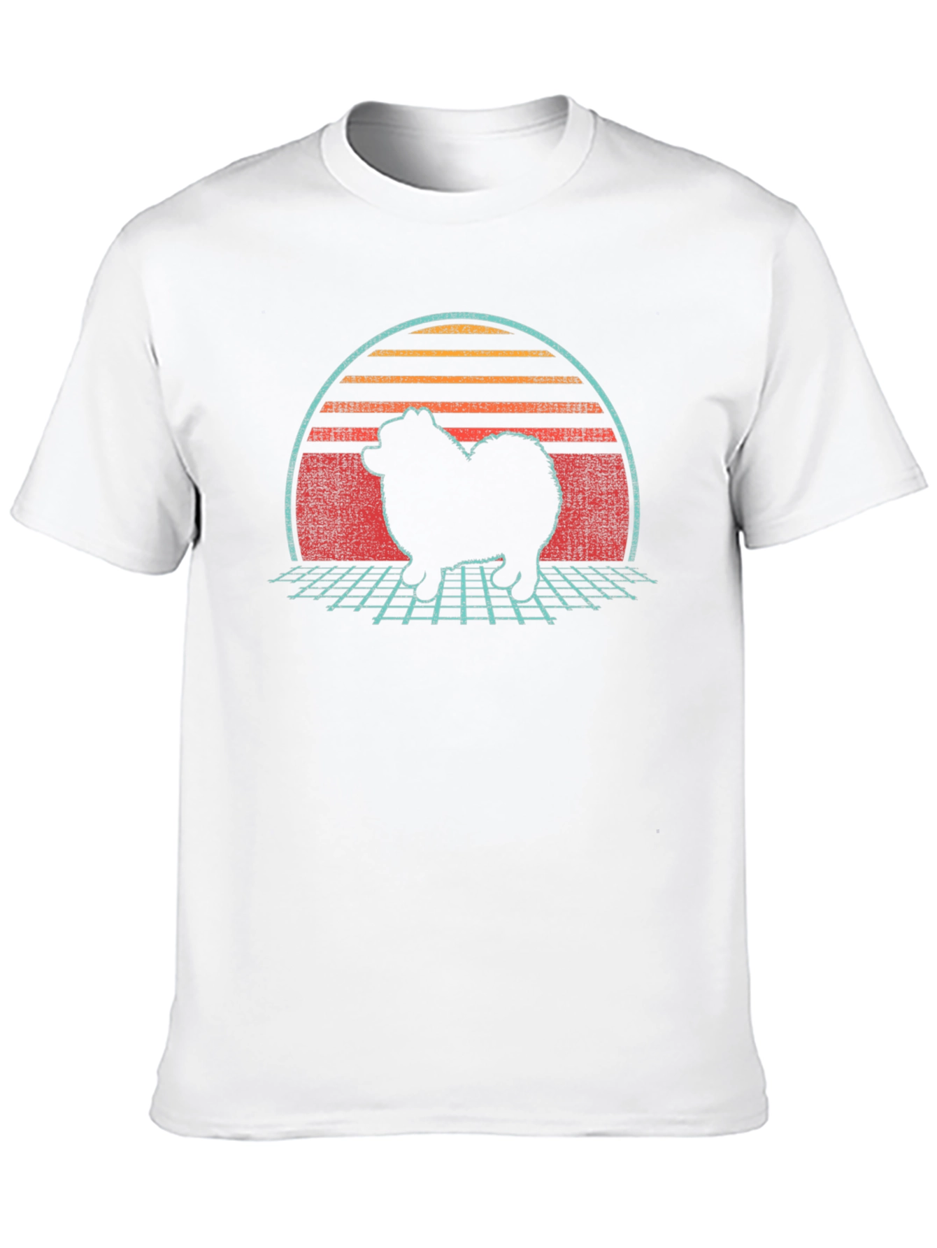 Retro Sunset Spitz Dog T-Shirt