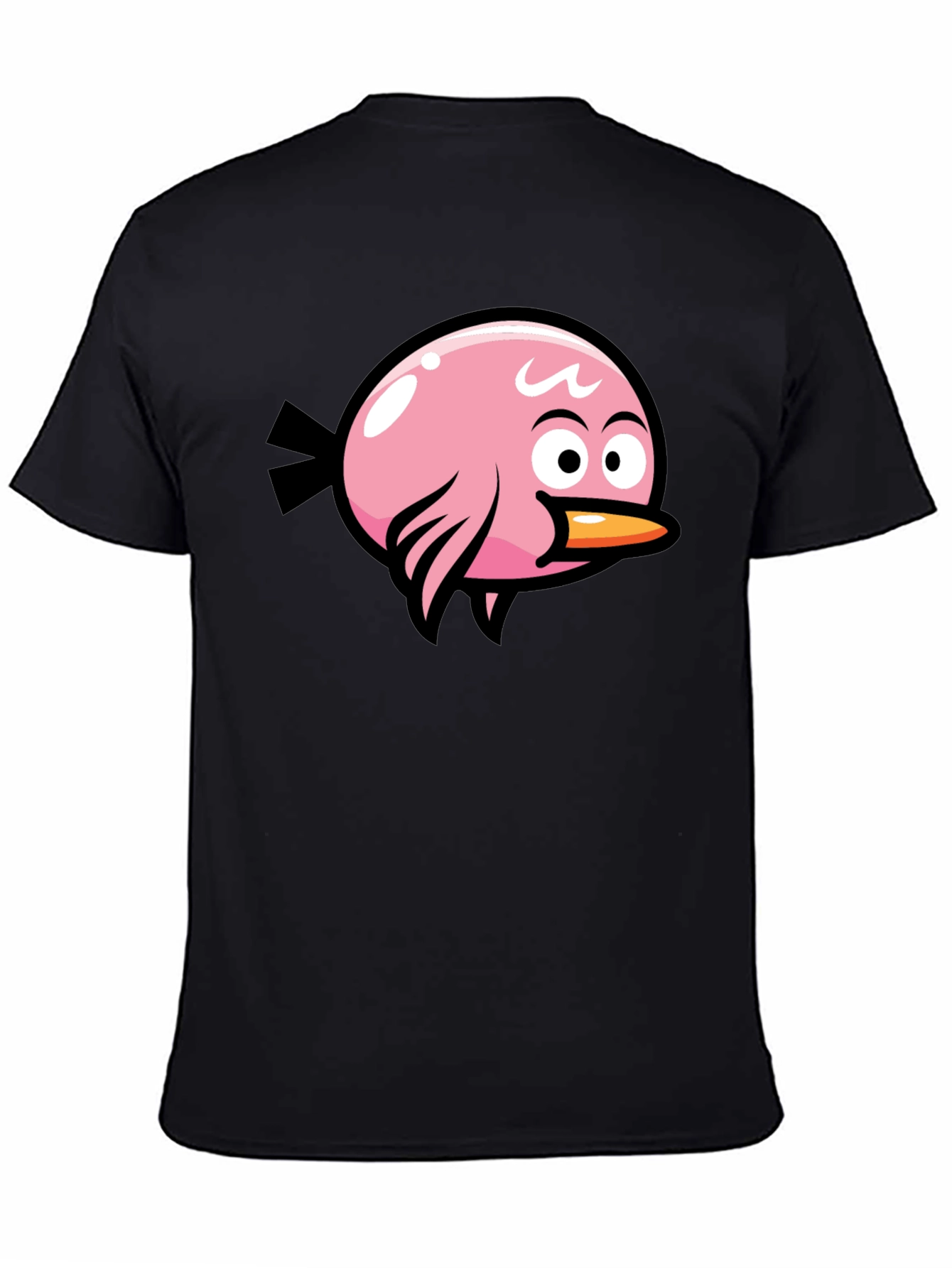 Pink Bird Graphic Black T-Shirt
