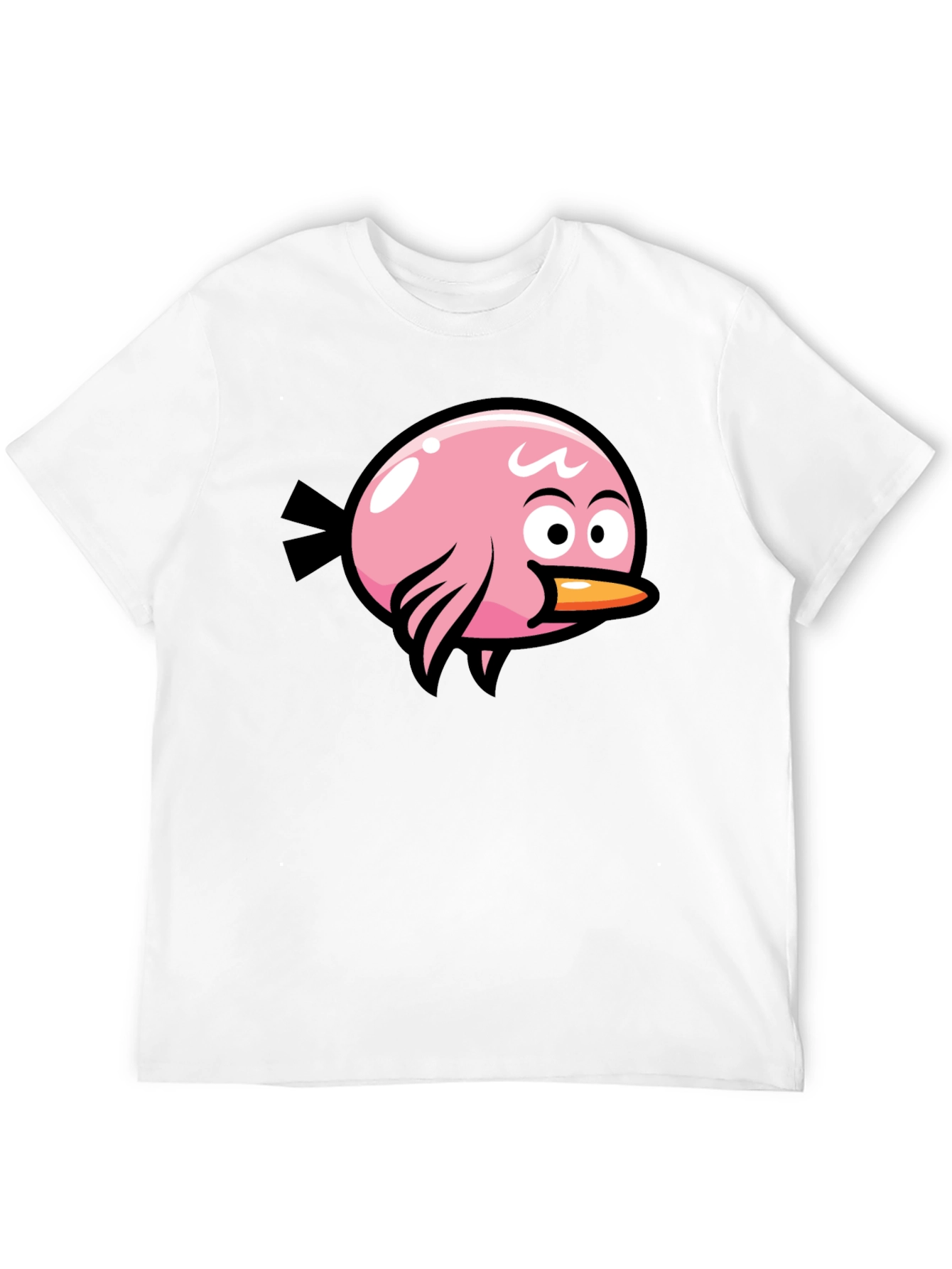 Pink Bird Graphic Black T-Shirt