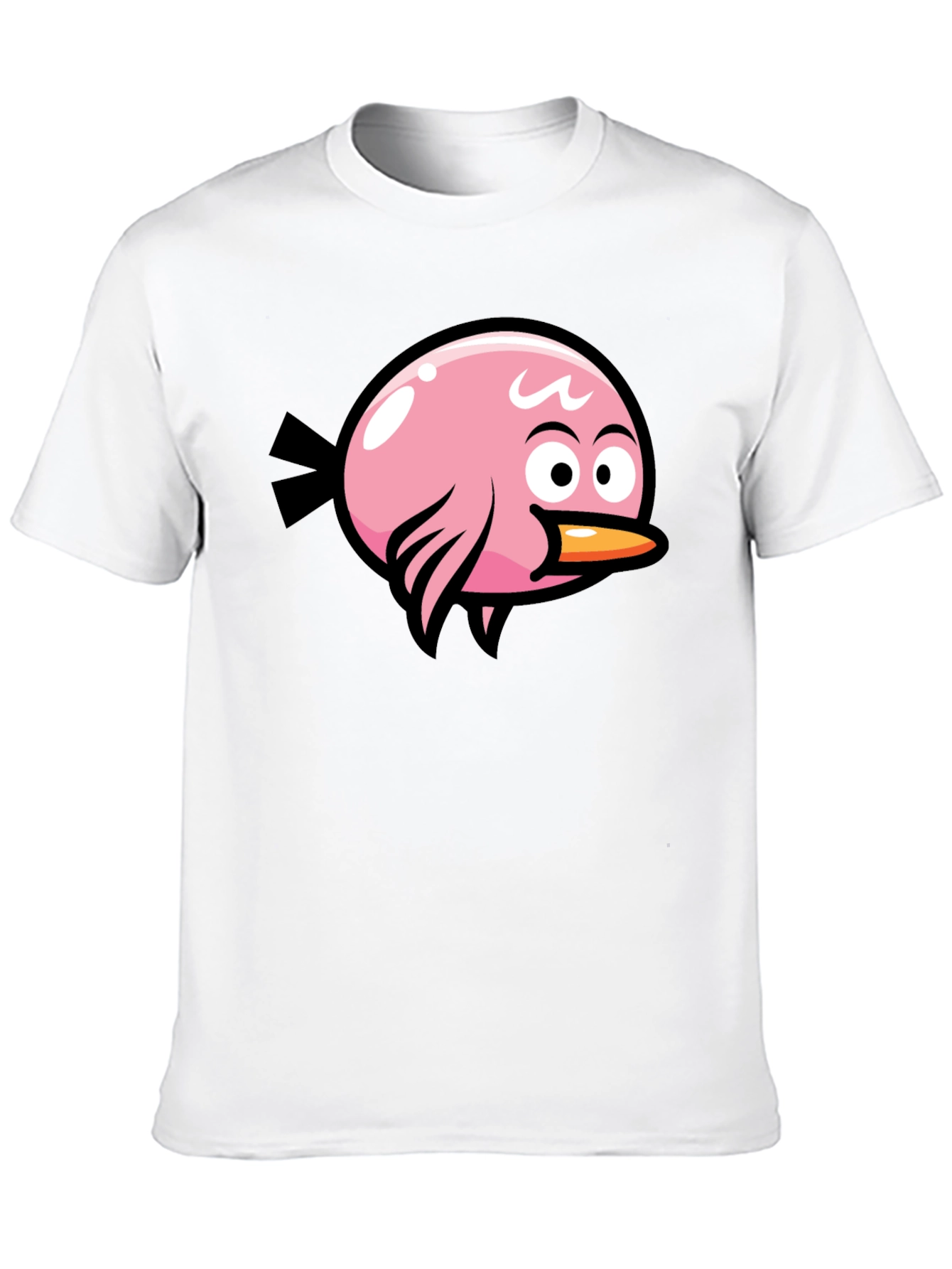 Pink Bird Graphic Black T-Shirt