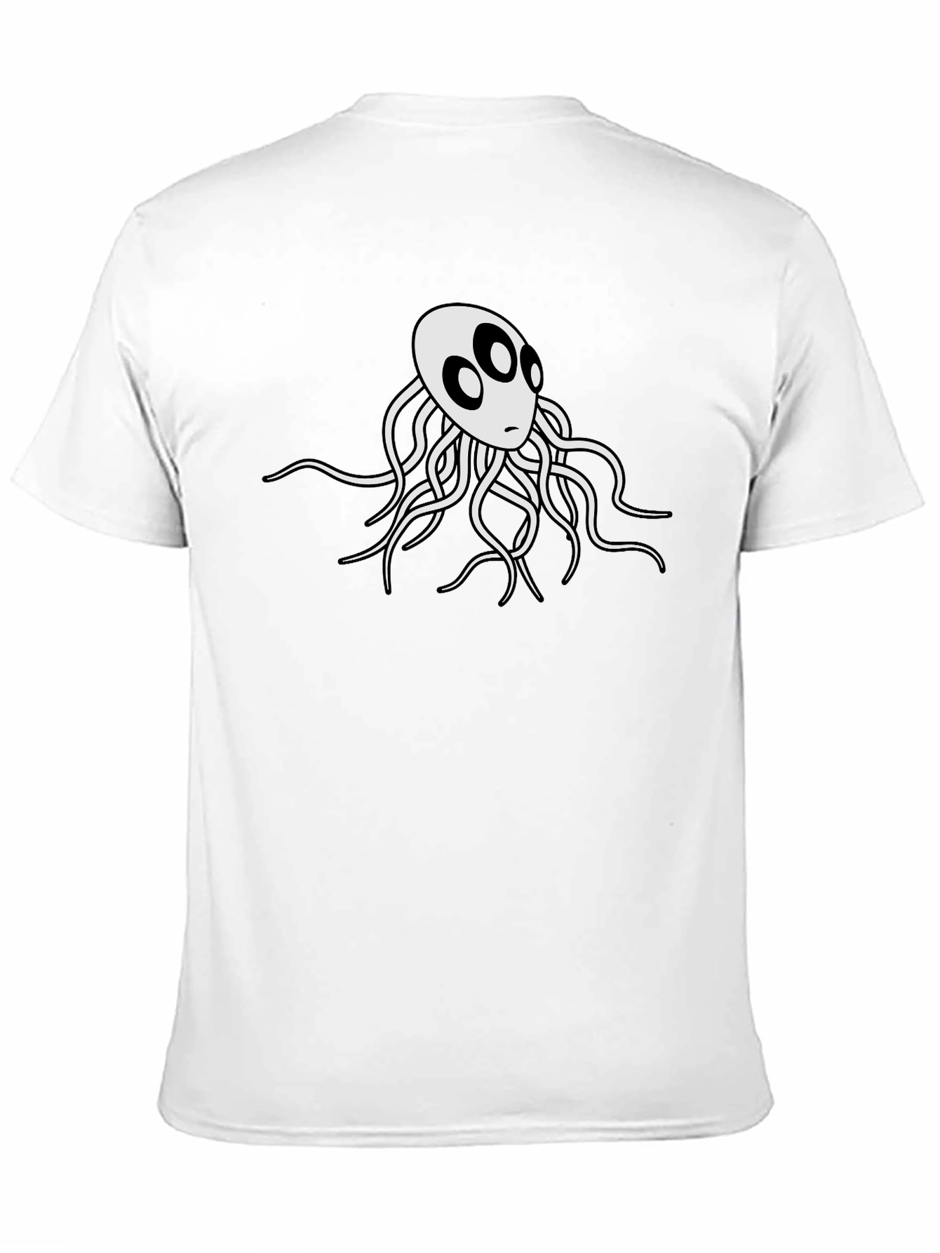 Mens Black T-Shirt with White Octopus Graphic